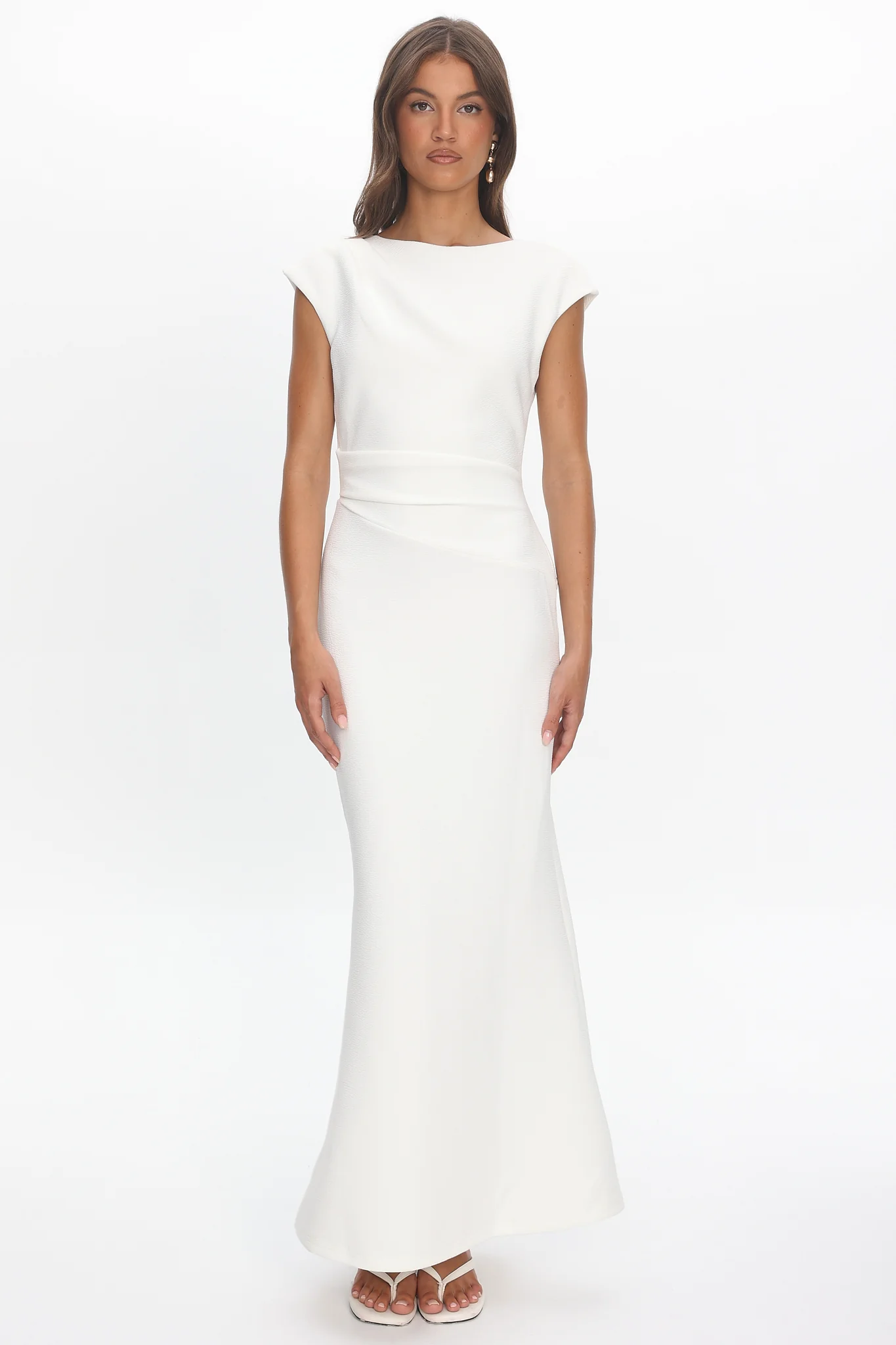 Zarae Cap Sleeve Surplice Back Maxi Dress White