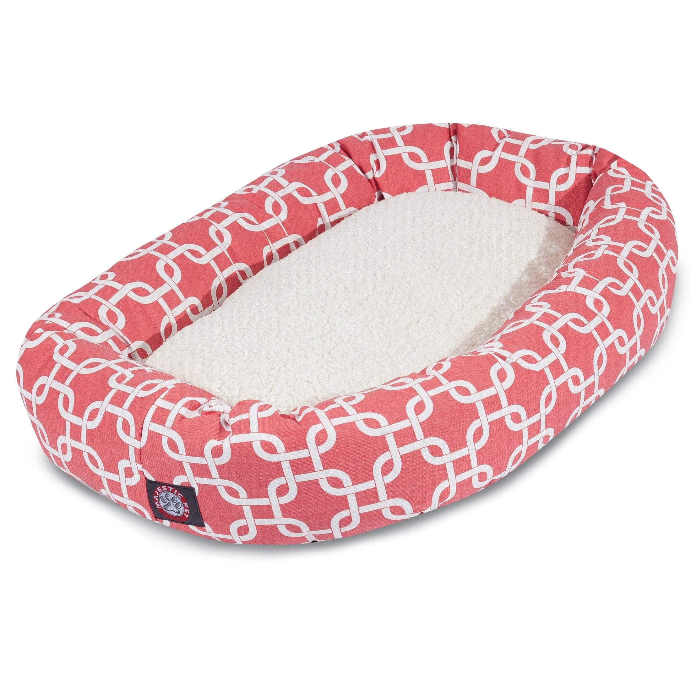 Links Cotton Sherpa Bagel Dog Bed Coral