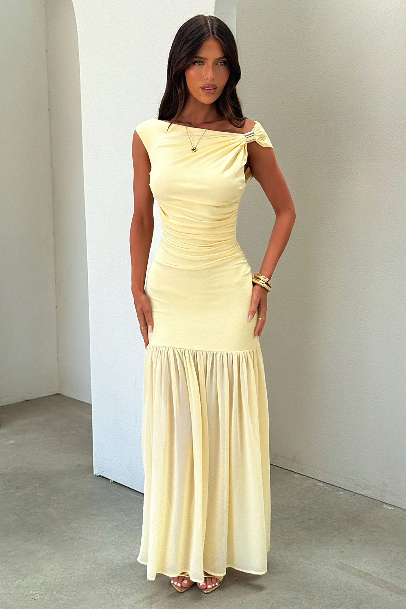 Kalister Maxi Dress - Yellow - elegeleges