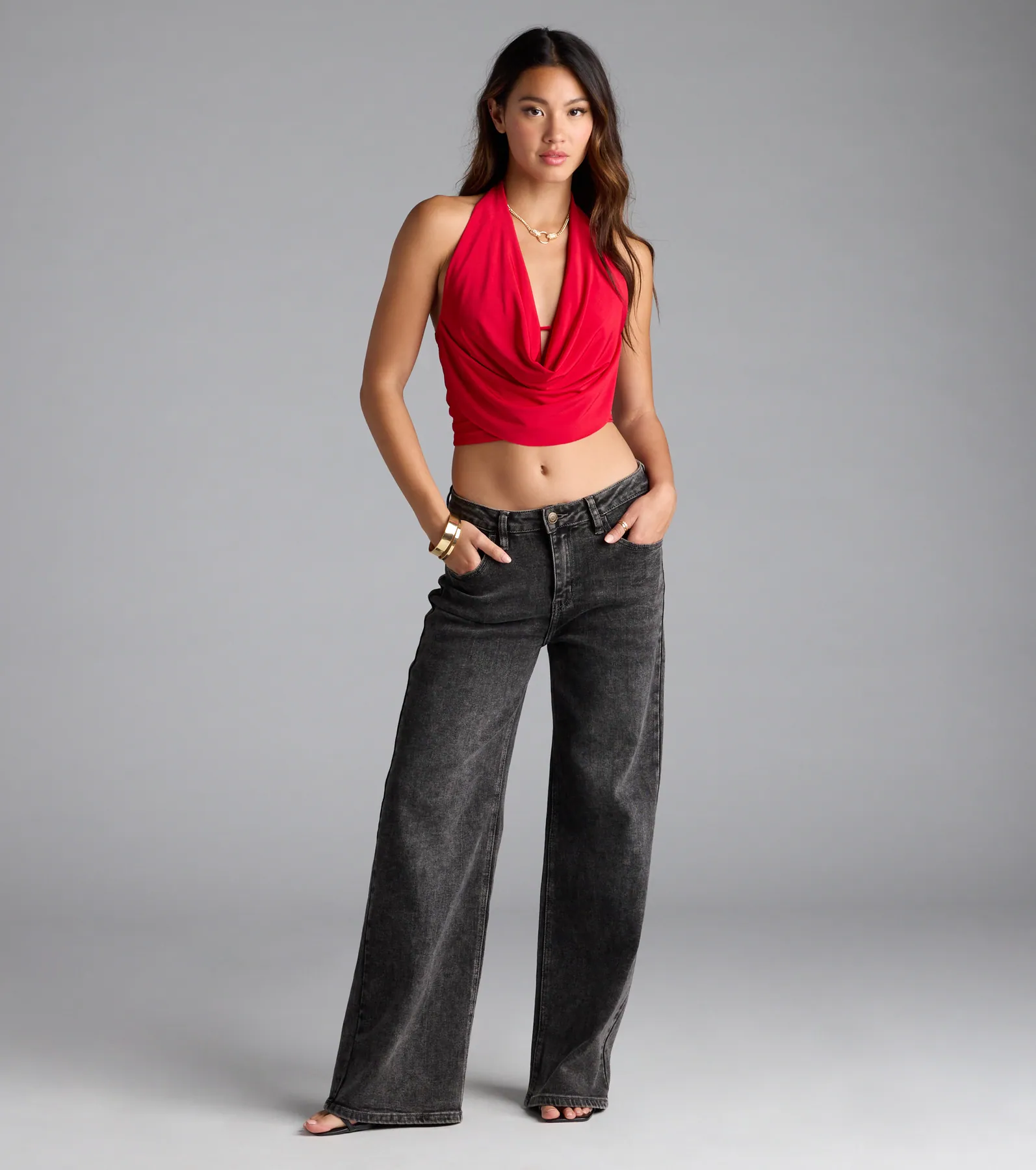 Take The Plunge Sleeveless Halter Crop Top - luluinthesky