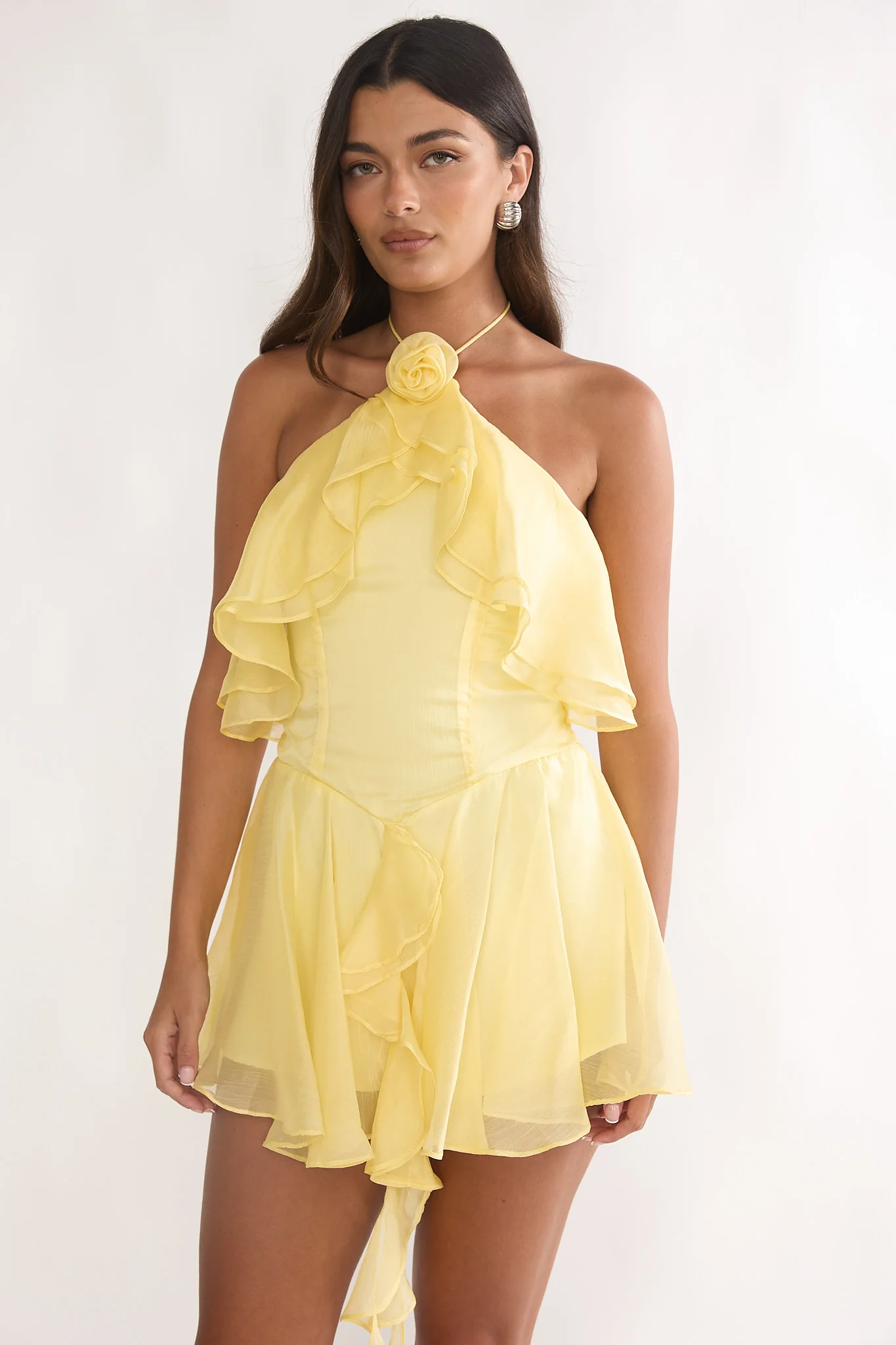 Darylyn Tiered Ruffle Romper Yellow