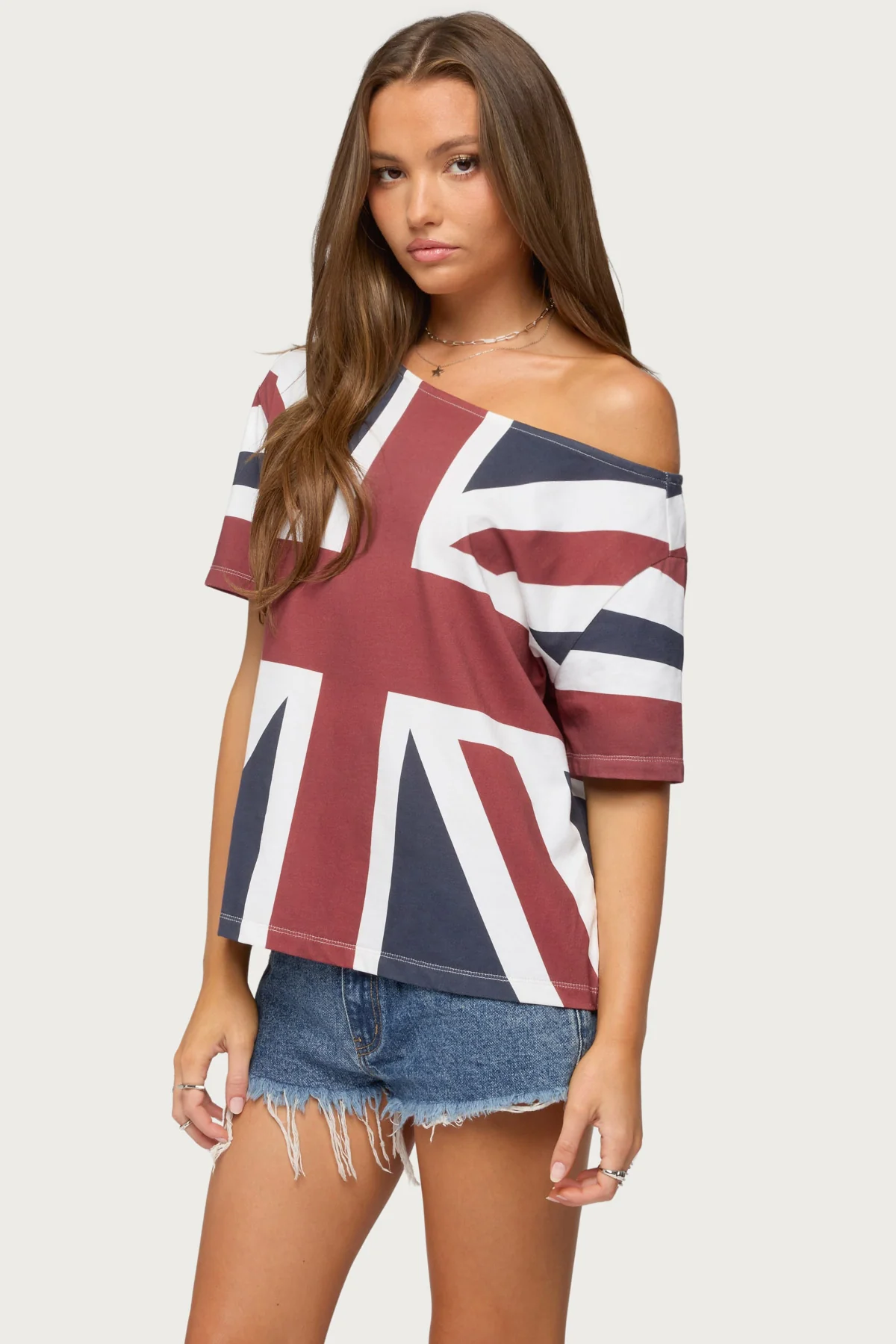 Union Jack Off Shoulder T Shirt