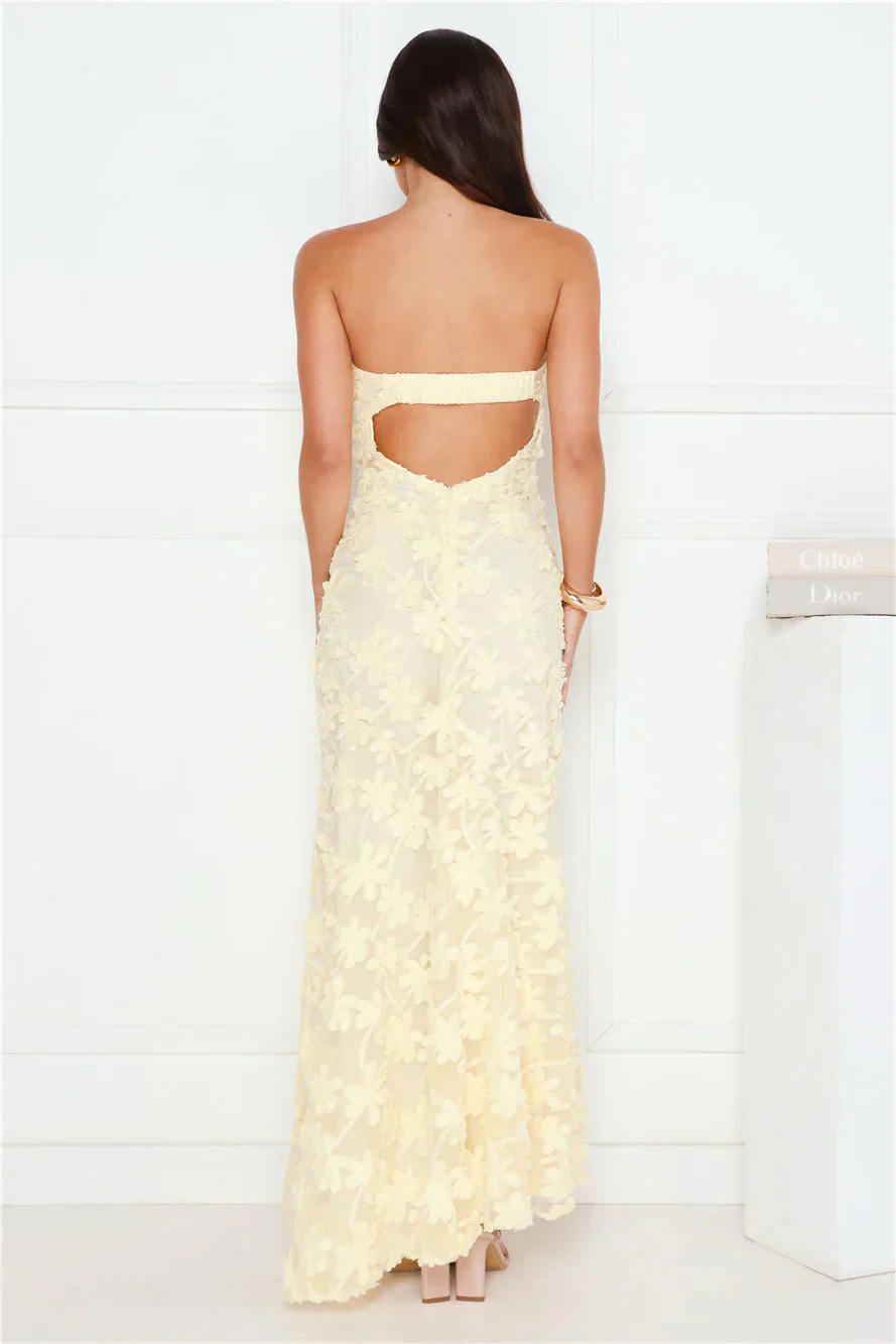 Urban Petal Strapless Maxi Dress Yellow