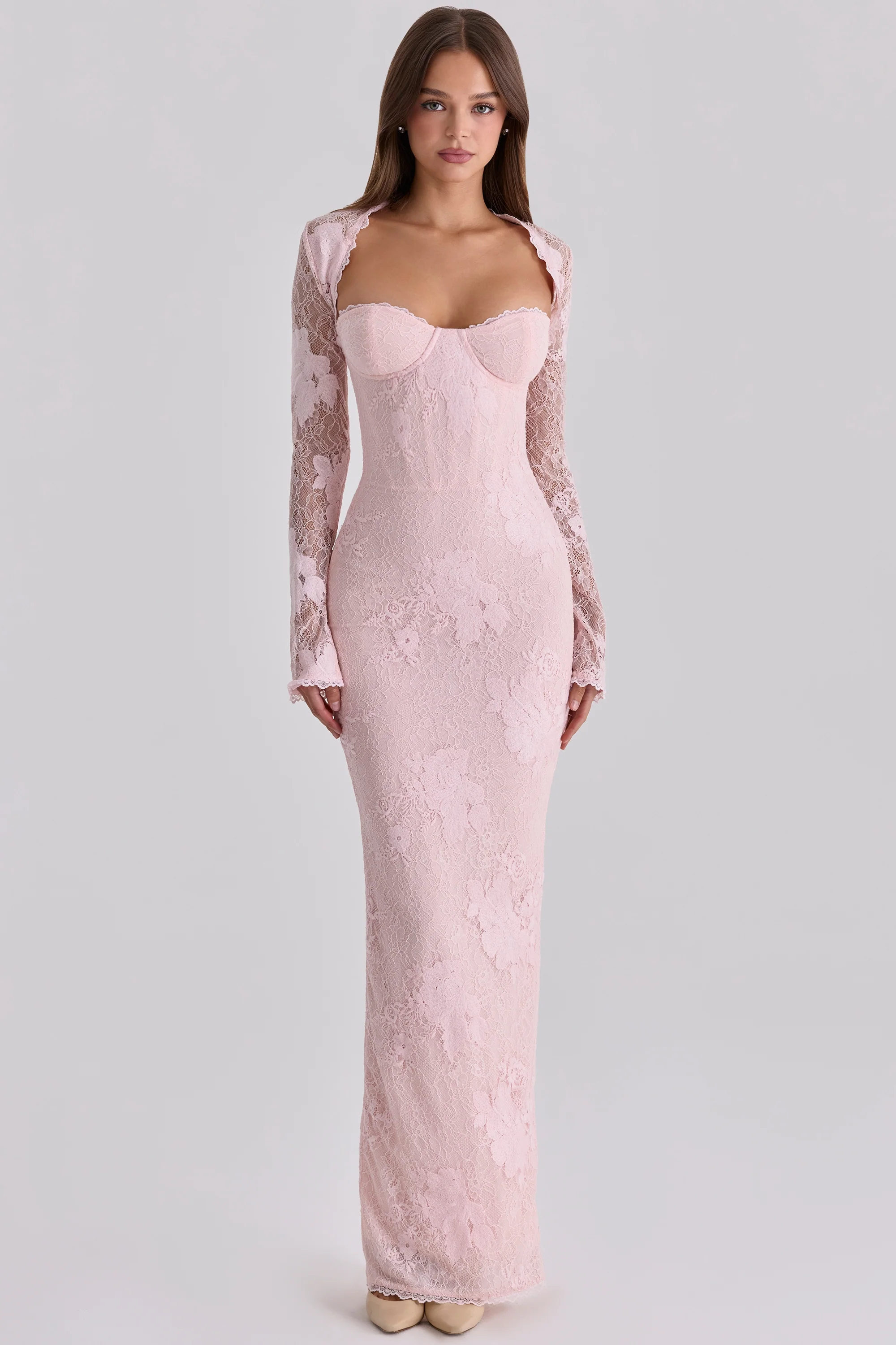 Pink Lace Maxi Dress