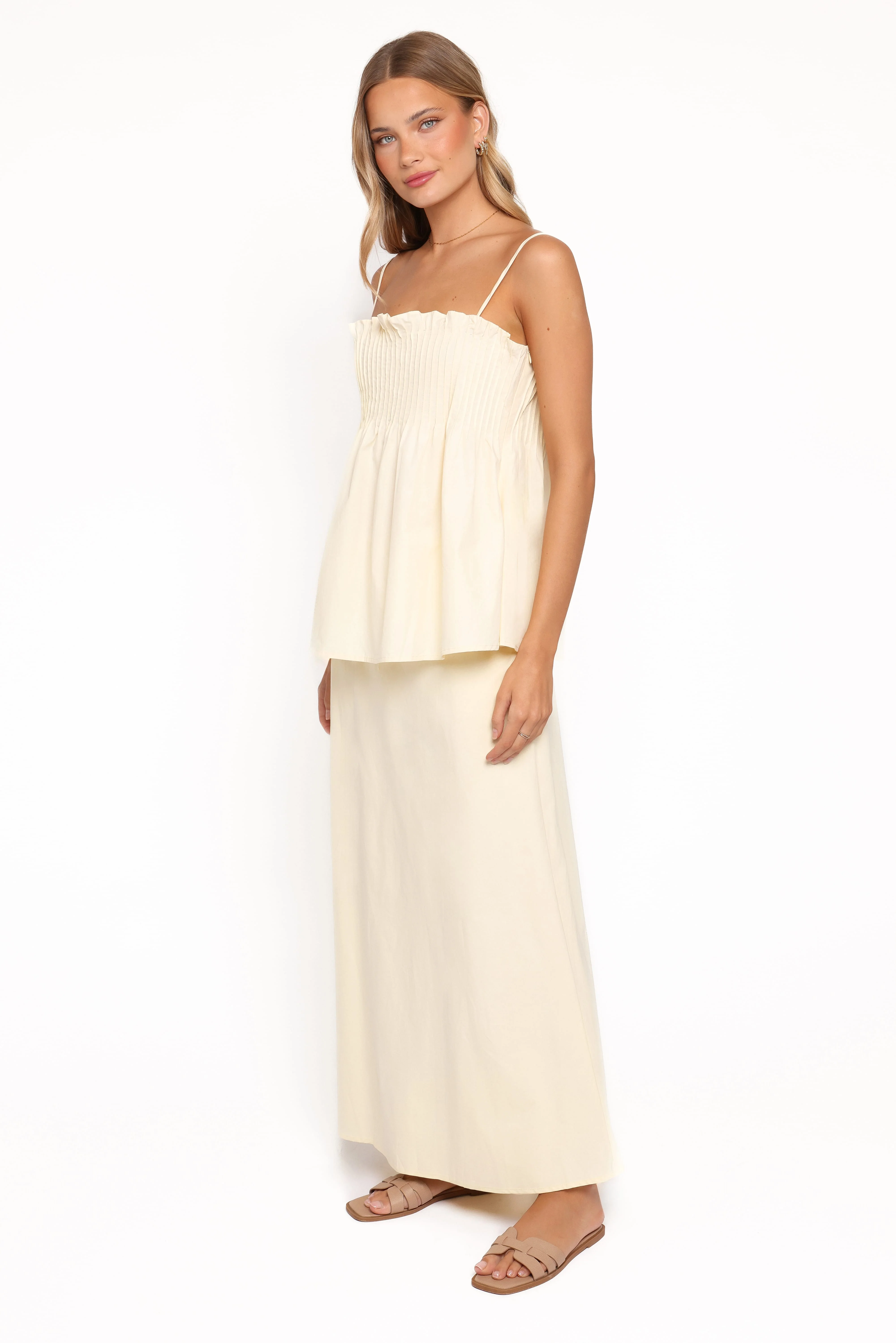 Carson Pleated Top - Butter Yellow