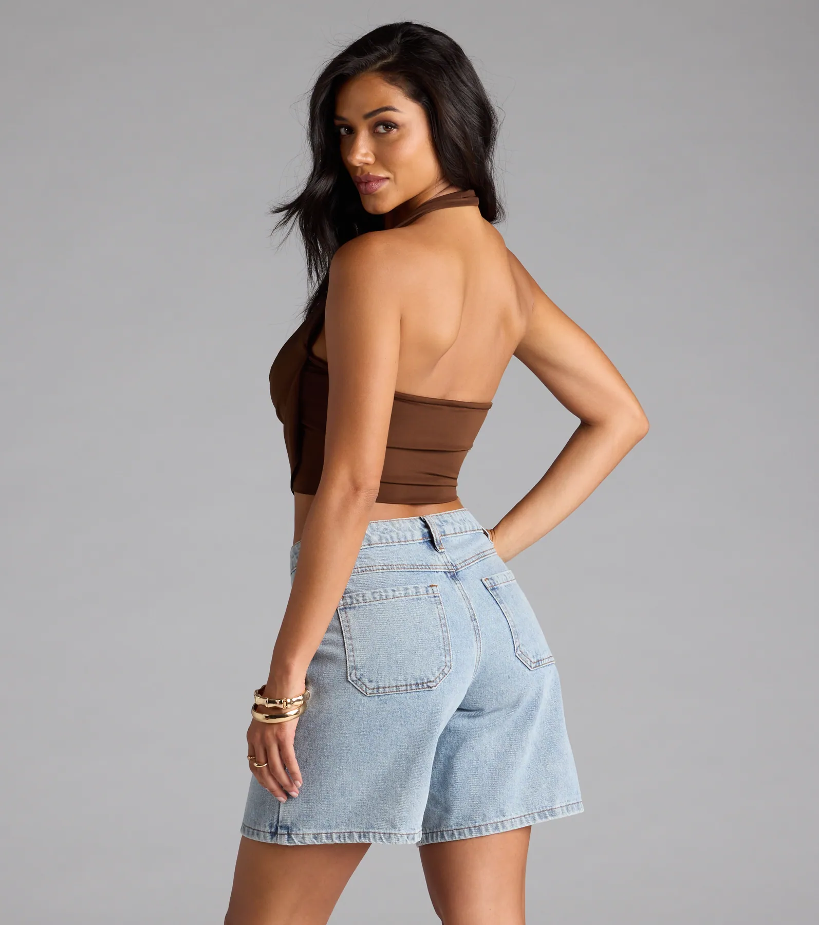Take The Plunge Sleeveless Halter Crop Top - luluinthesky