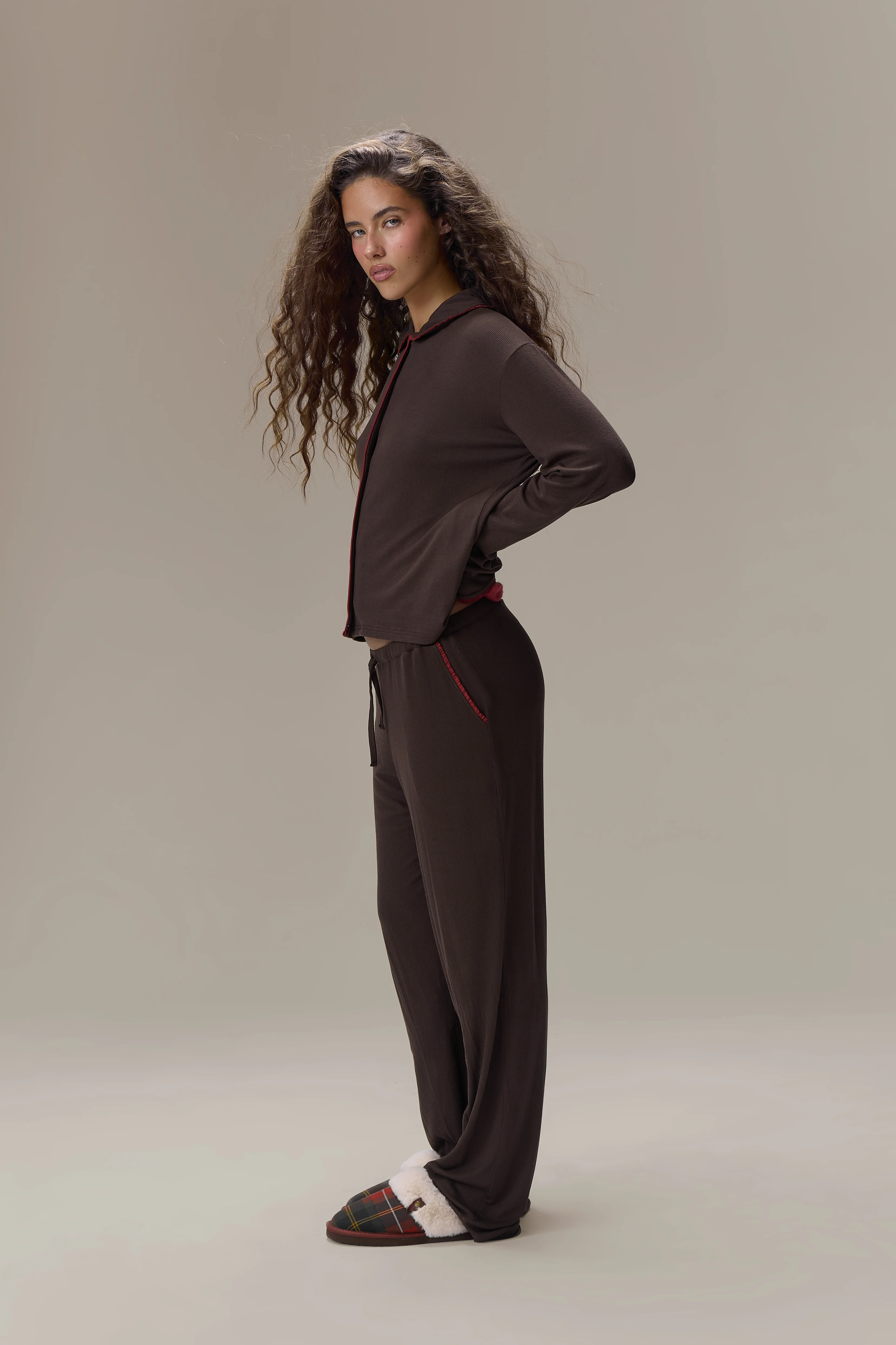 Seekers Sleepwear Modal Jersey Shirt in Brown