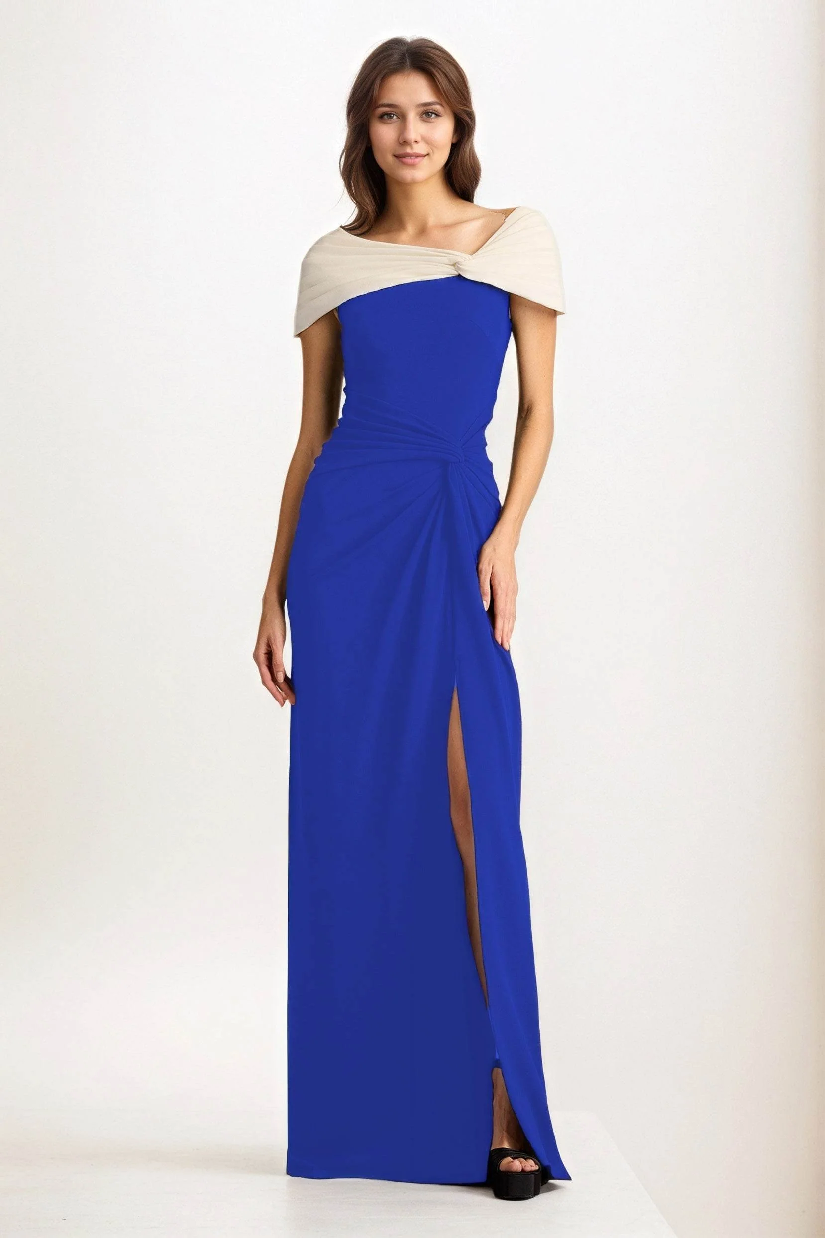 Sheath-Column Maxi Chiffon Wedding Guest Dress CG0279