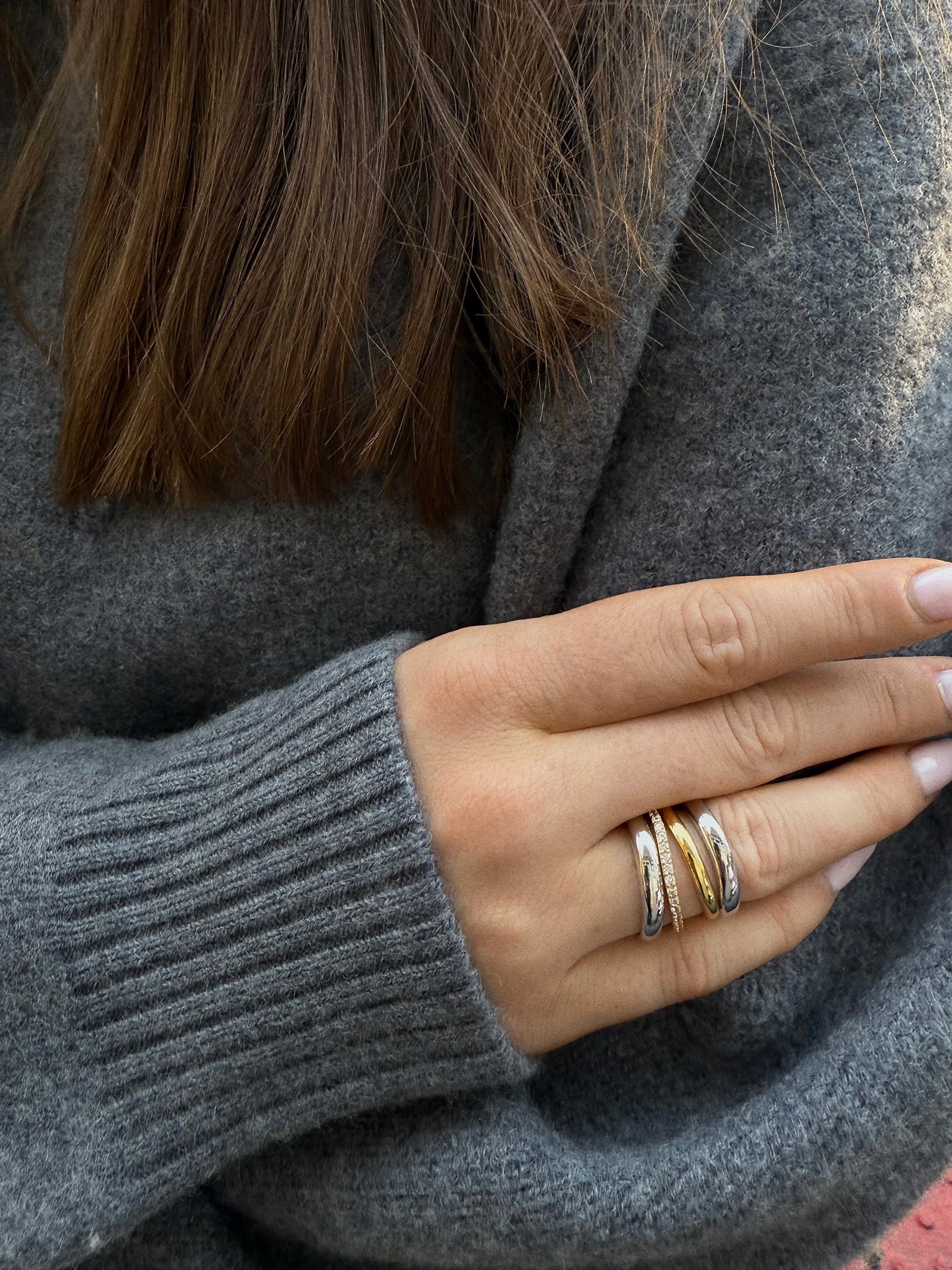 Gina 14K Gold Ring Set - Gold/Silver