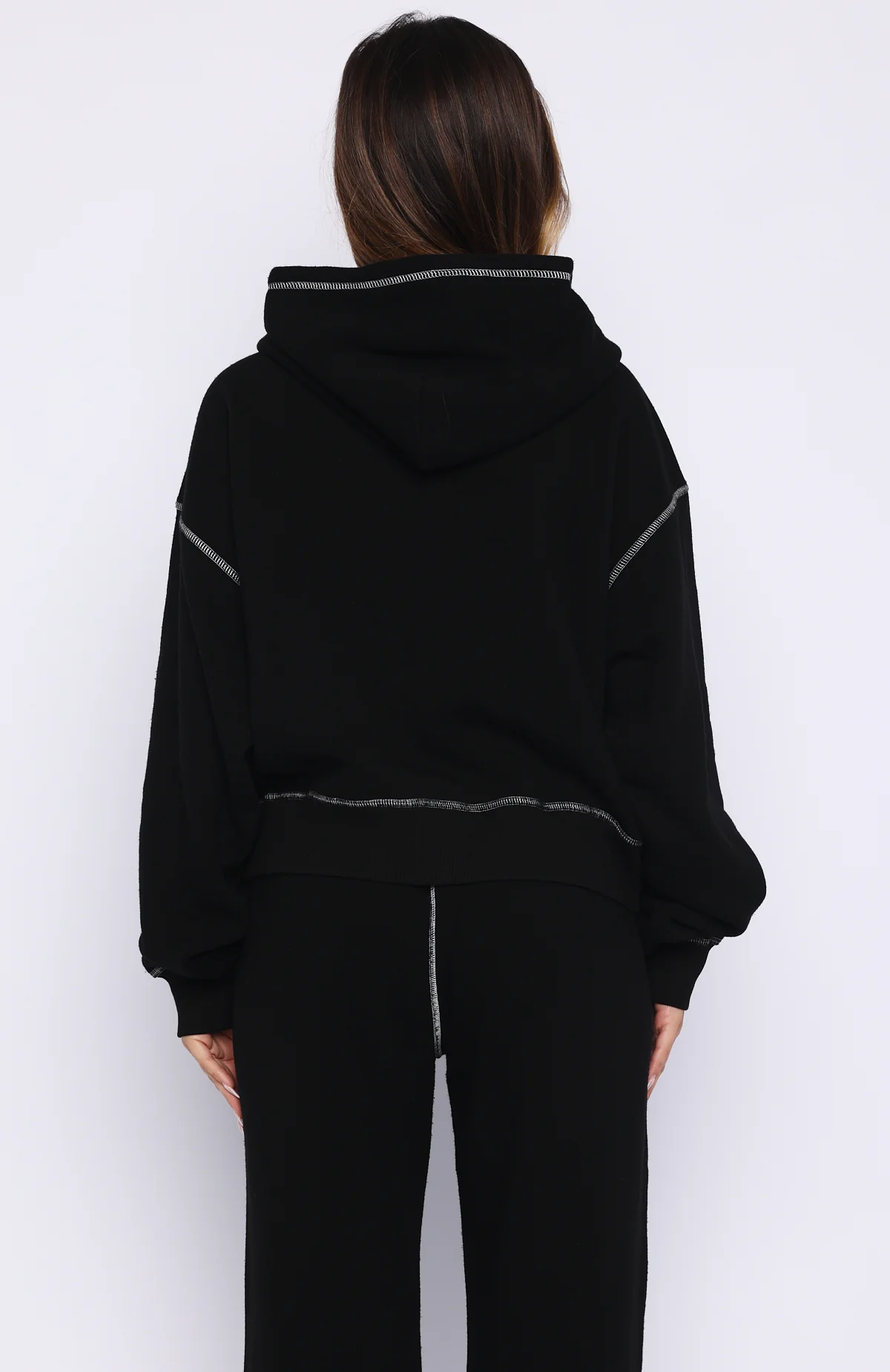 Flashing By Boxy Zip Front Hoodie Black