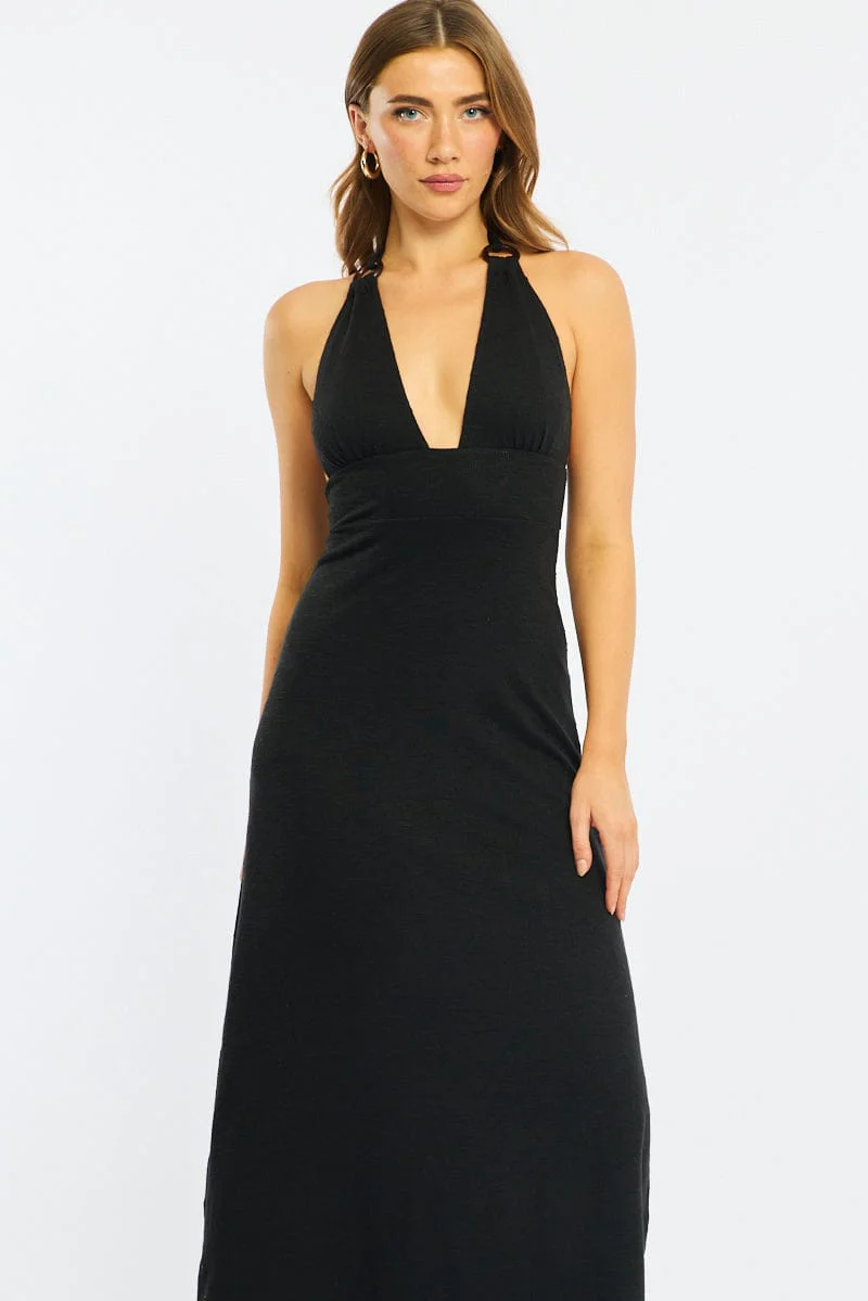 Black Maxi Dress Halter Neck