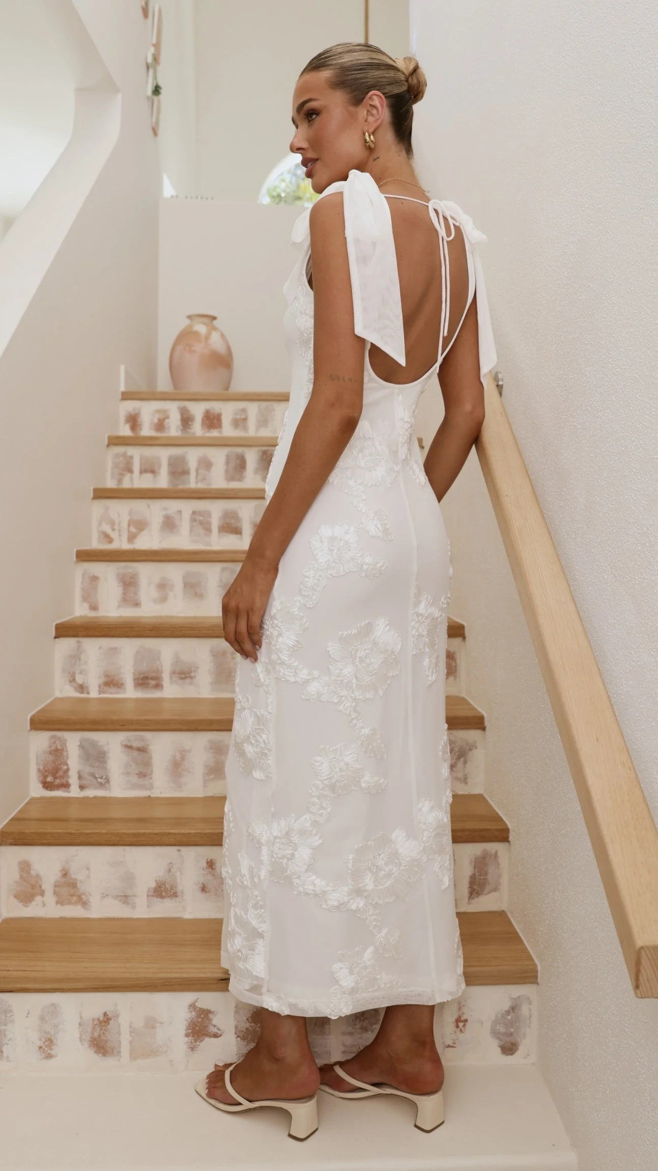 Usha Tie Strap Maxi Dress - White