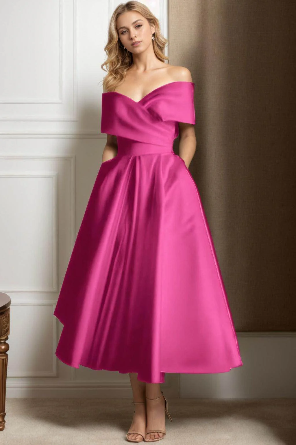 A-Line Ankle Length Satin Graduation Dresses CS0564
