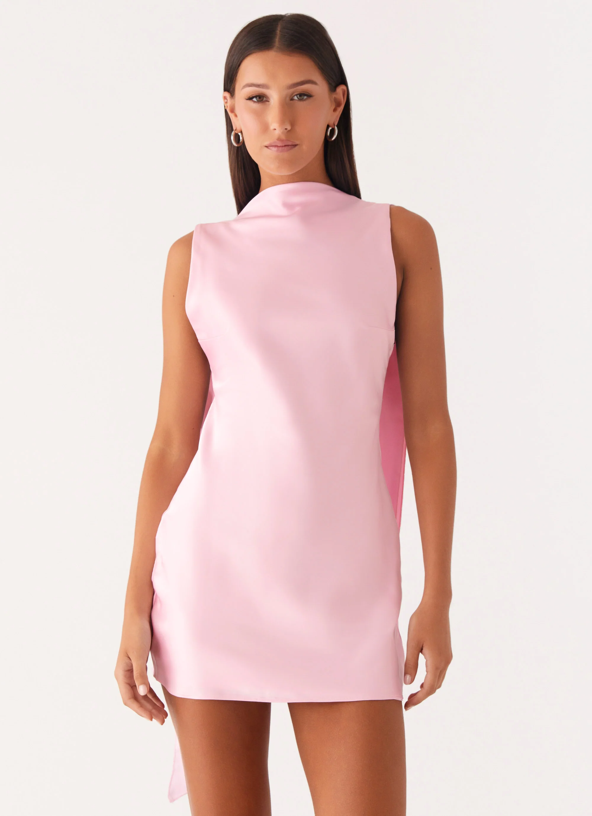 Cerina High Neck Mini Dress - Pink - luluinthesky