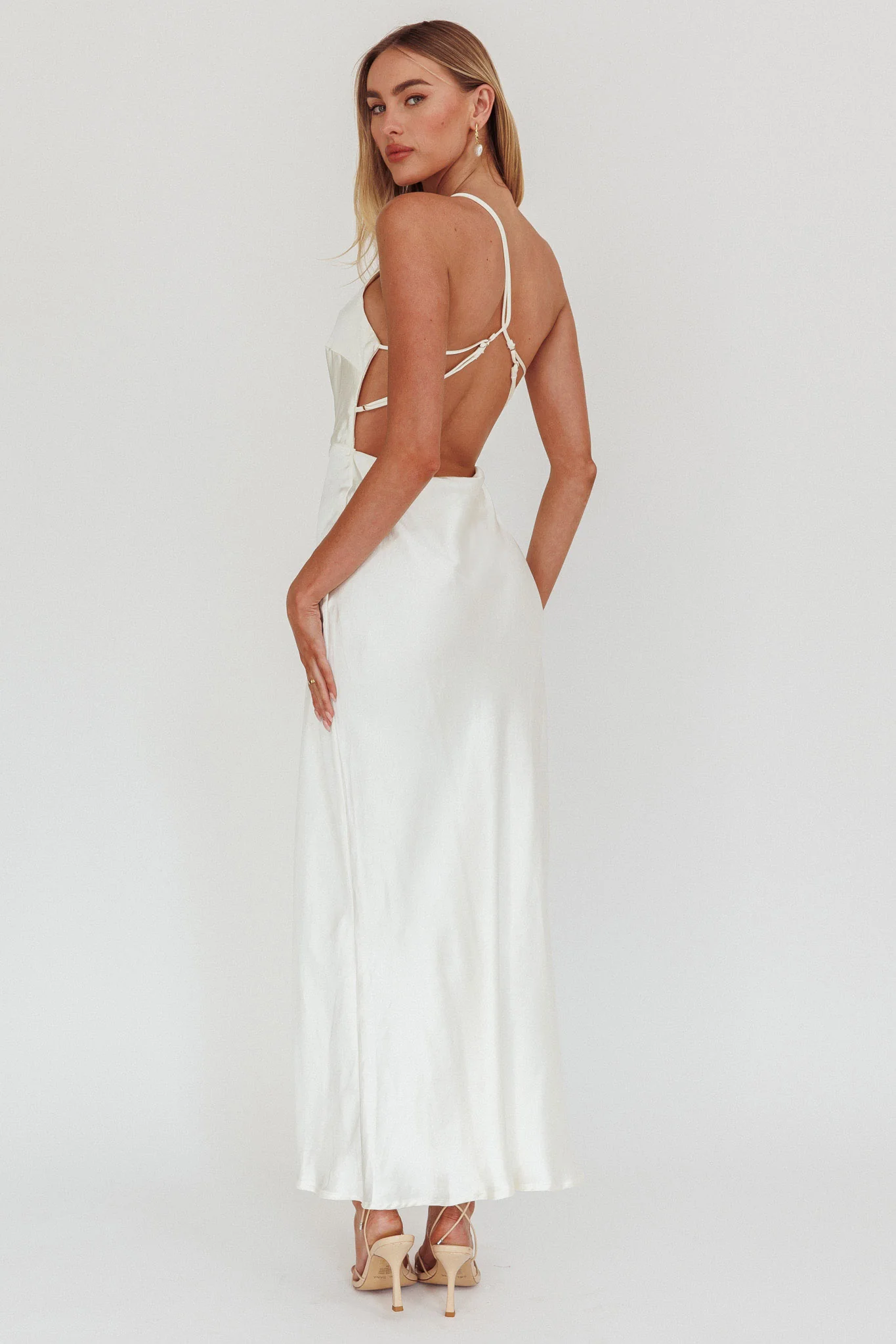 Aubrianna One-Shoulder Strappy Back Dress White