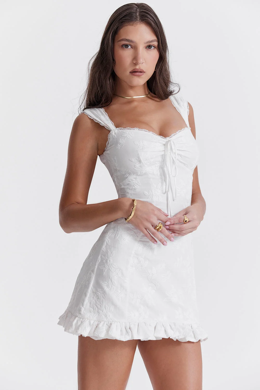 white embroidered mini dress
