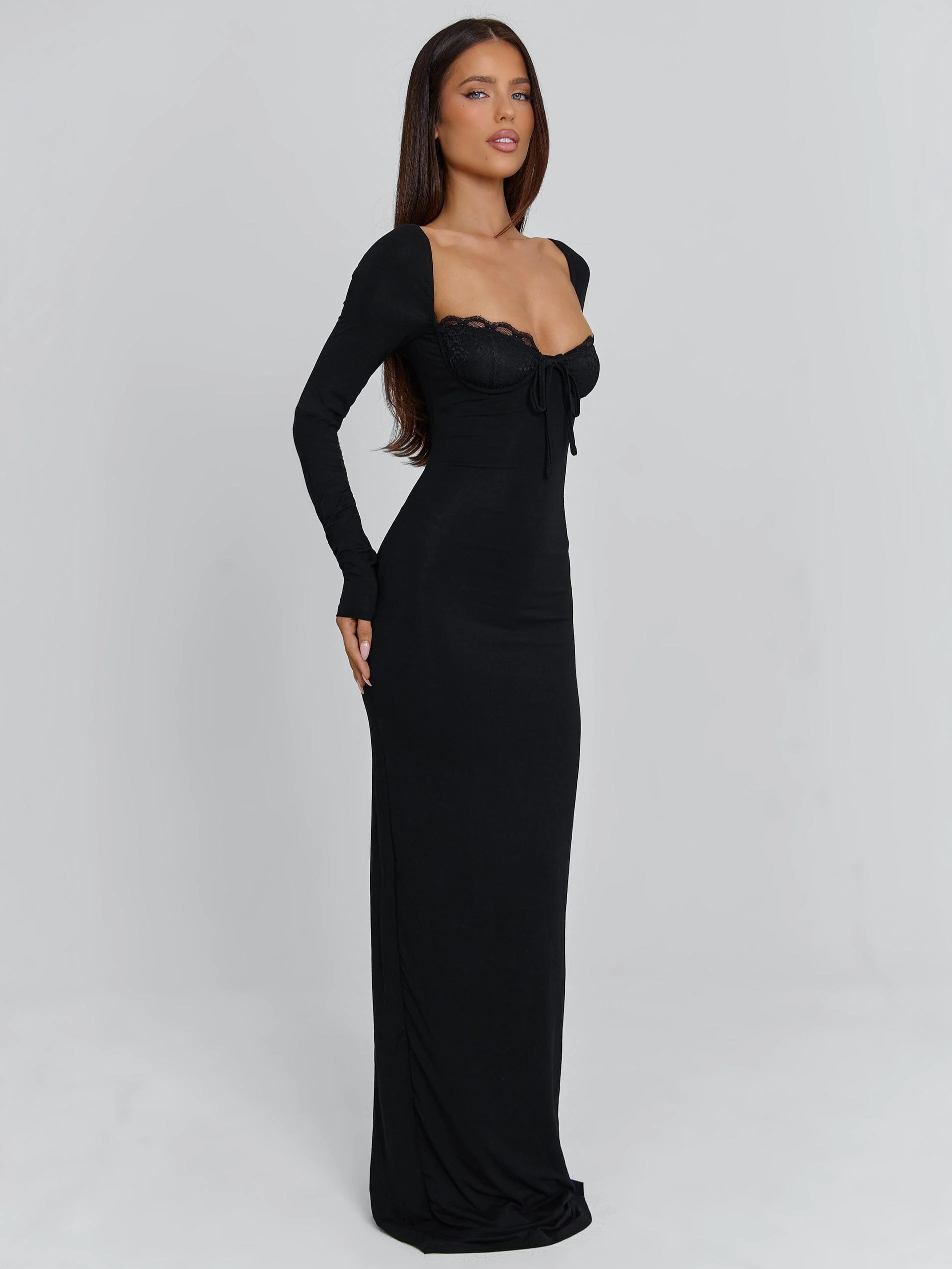 Dionne Long Sleeve Maxi Dress Black