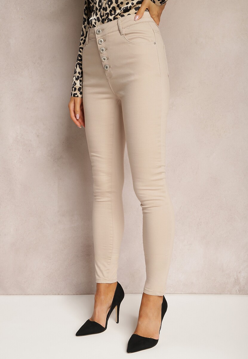 Beżowe Spodnie Skinny Winvienne