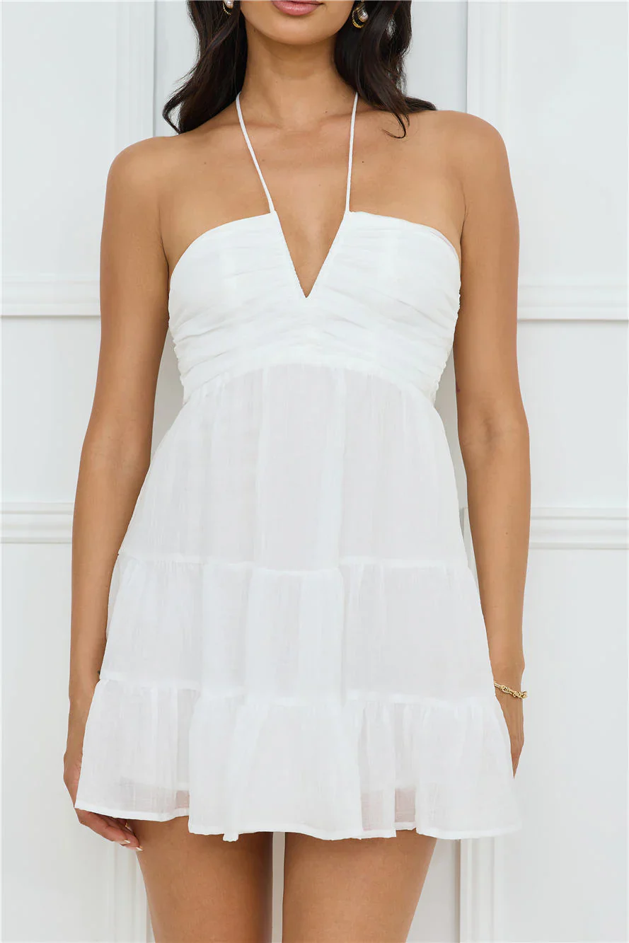Styled For Sunsets Halter Mini Dress White