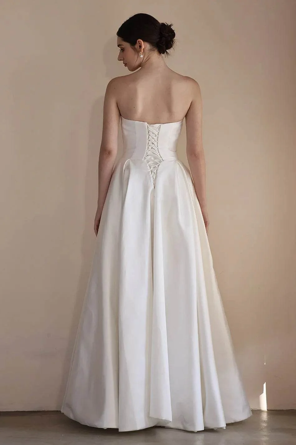 A-Line Floor Length Satin Wedding Dress CW3549