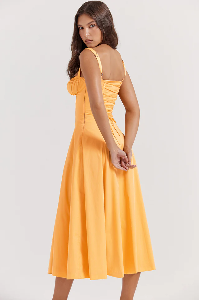 Carmen Tangerine Bustier Sundress