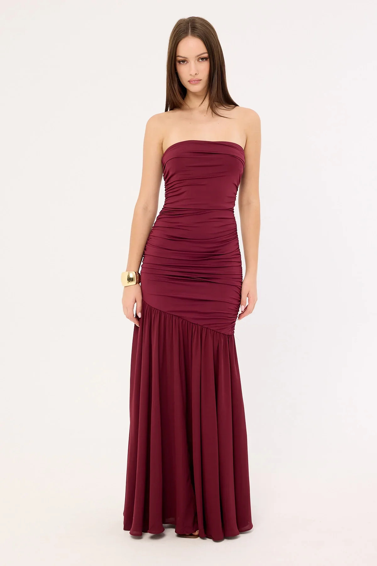 Sndys The Label Neve Strapless Maxi Dress Cranberry