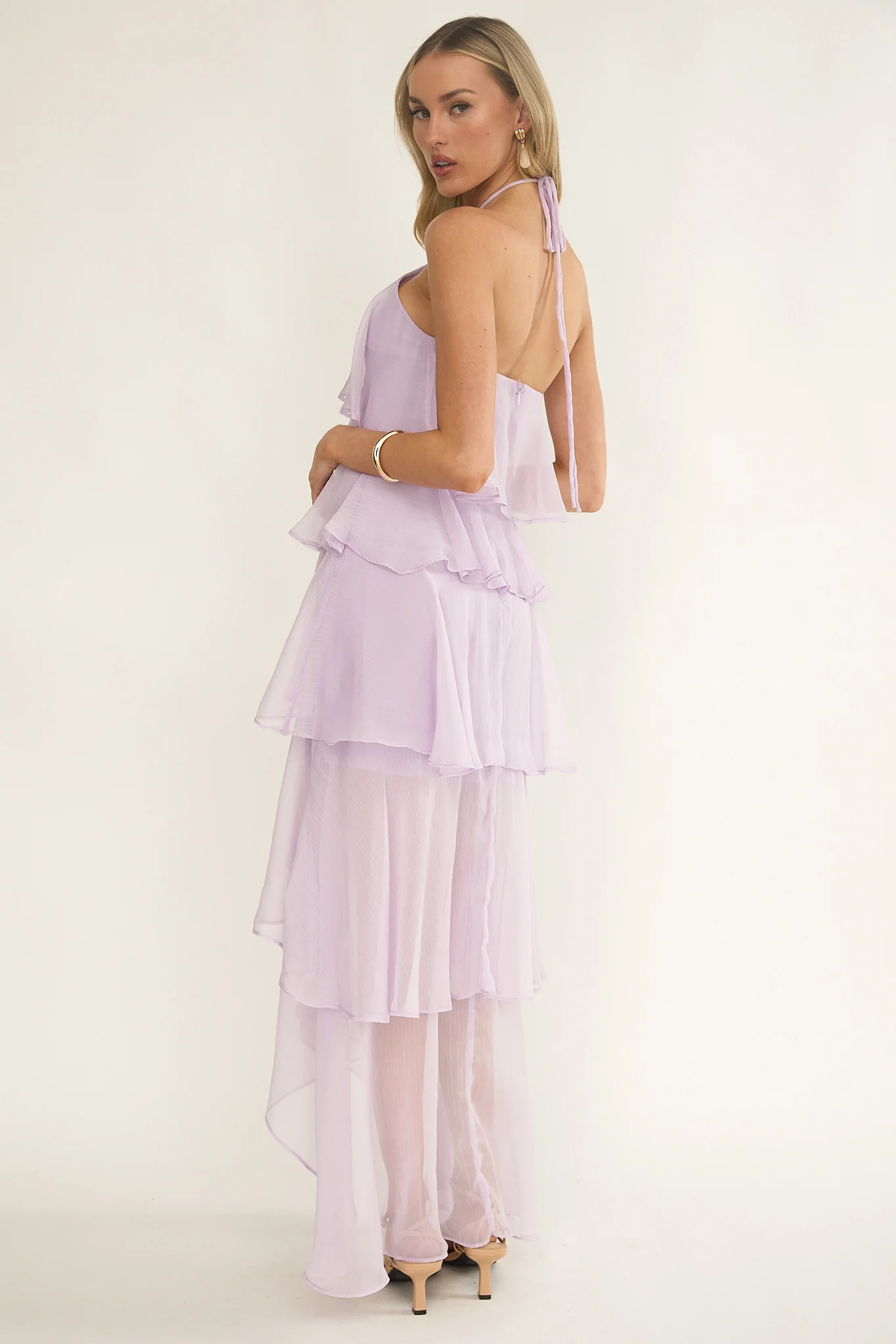 Darylyn Tiered Ruffle Maxi Dress Lilac
