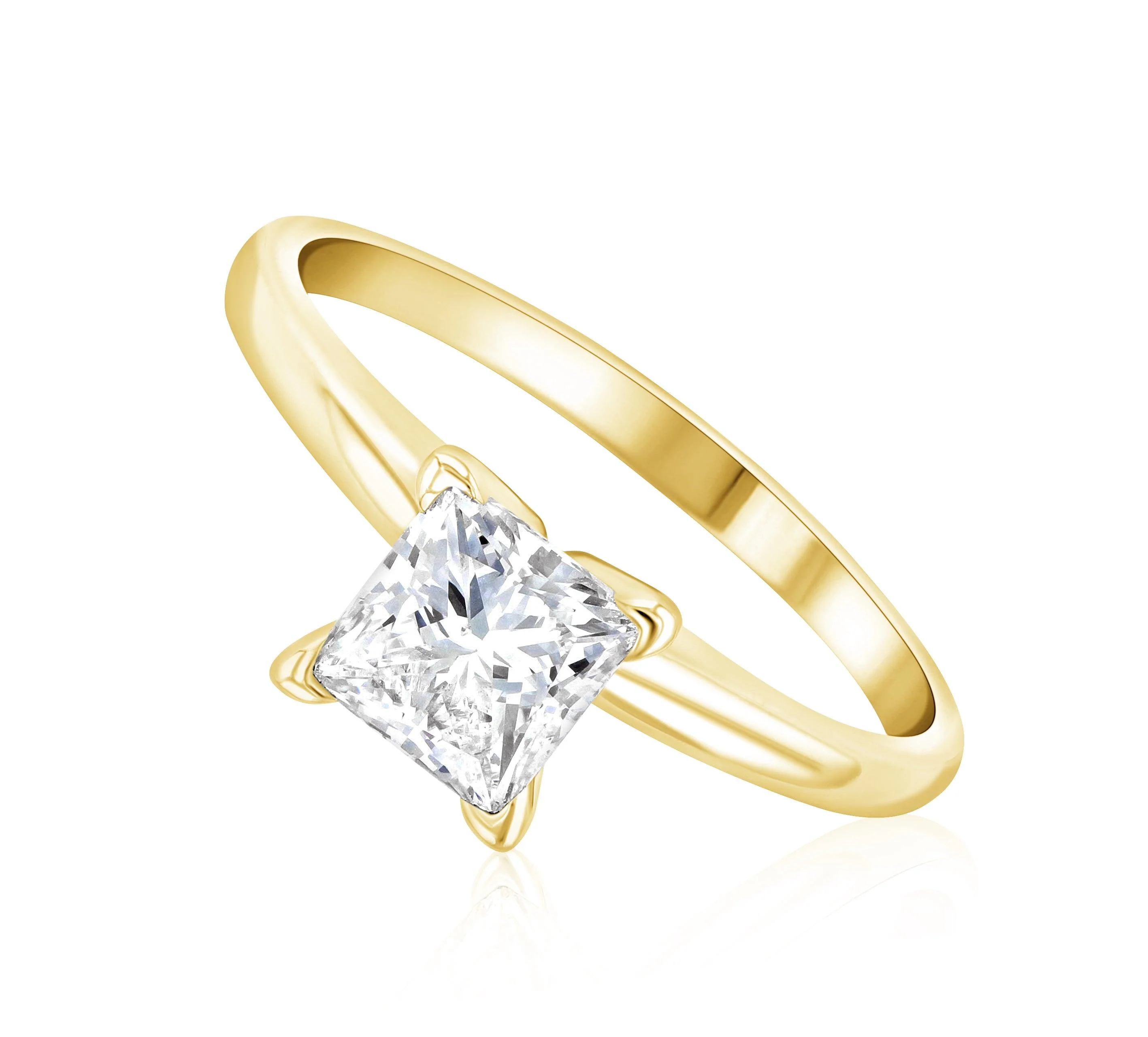 Princess Cut Diamond Solitaire Engagement Ring L3026 - lemrro