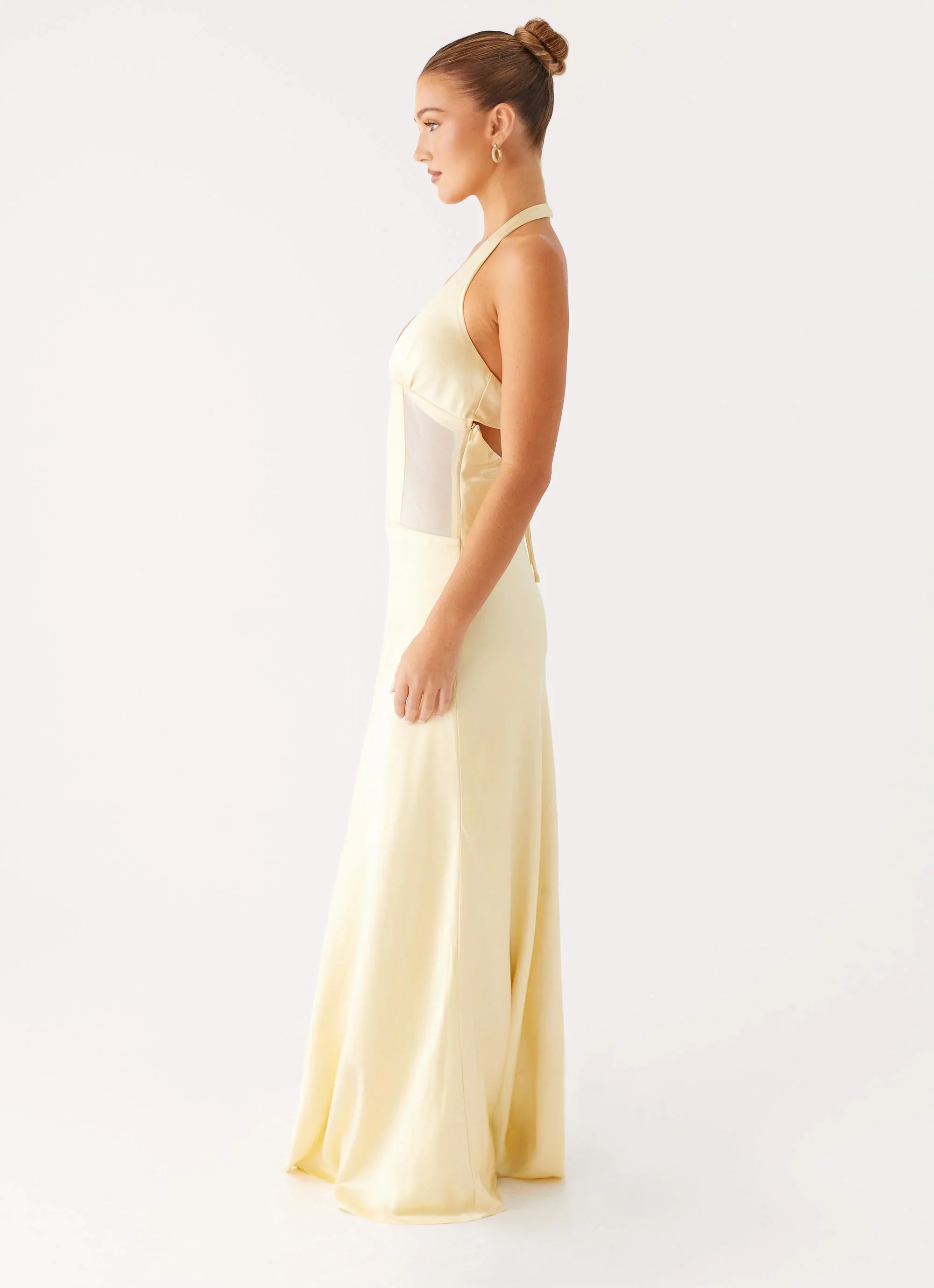 Ambre Mesh Panel Maxi Dress - Yellow