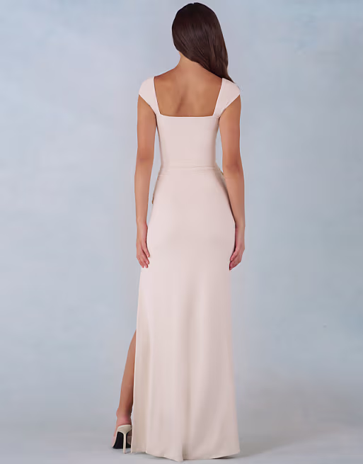 Oh Polly modal sweetheart neck cap sleeve draped detail maxi dress in ivory