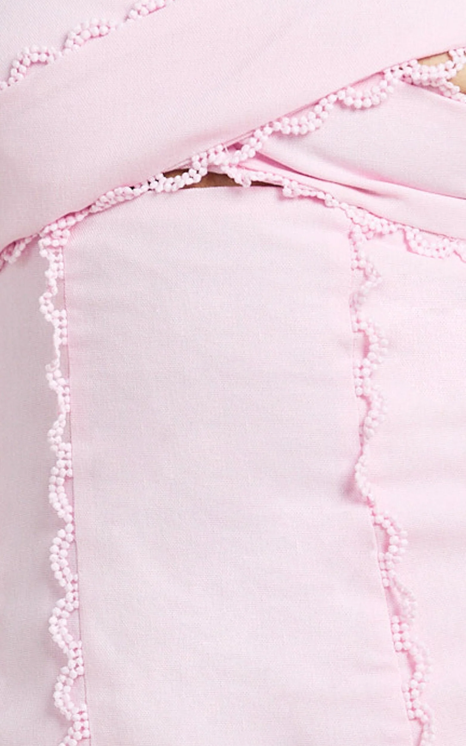 Gigi Mini Linen Blend Dress - Sweetheart Tie Back Scallop Detail Dress in Pink - luluinthesky
