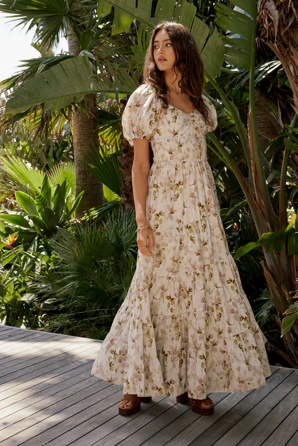 Robbie Floral Midi Dress in Mauve