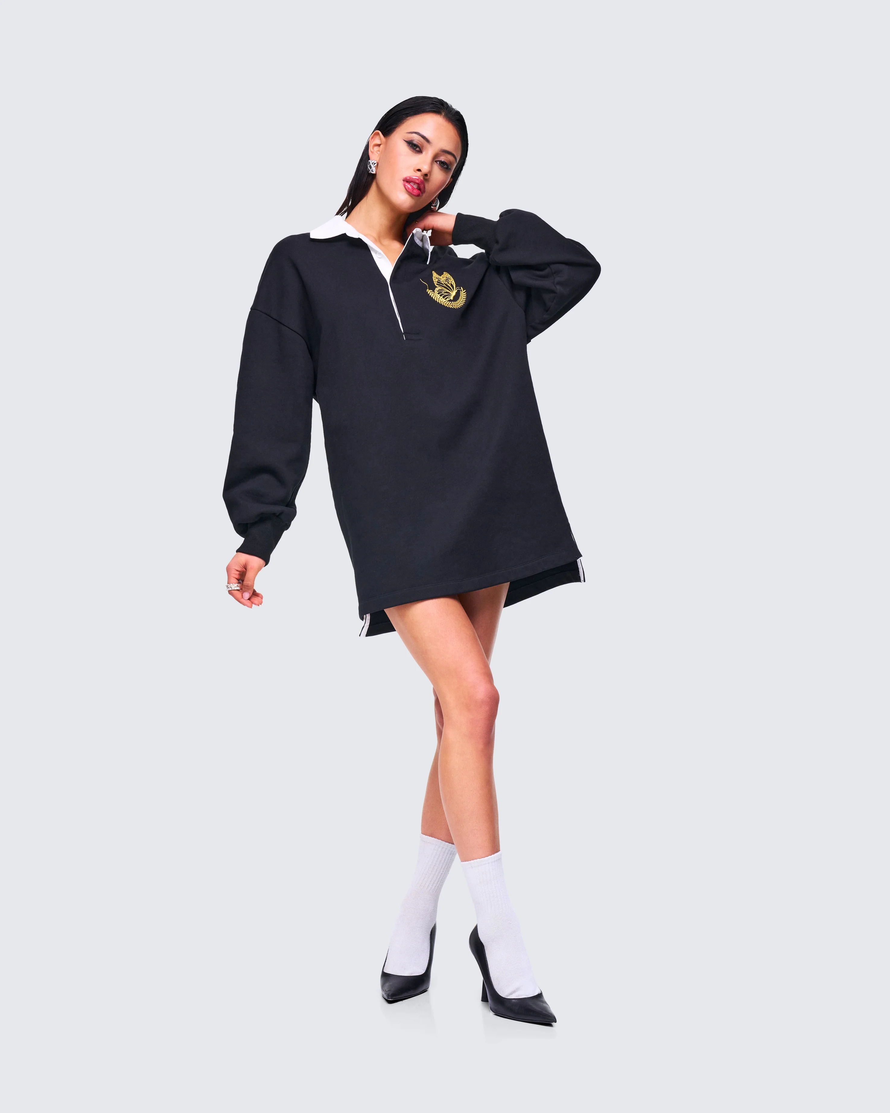 Iden Black Rugby Polo Dress