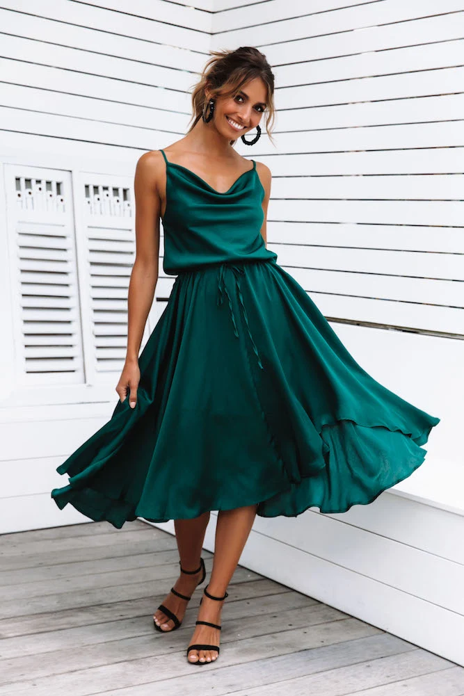 Bayshore Midi Dress Forest Green