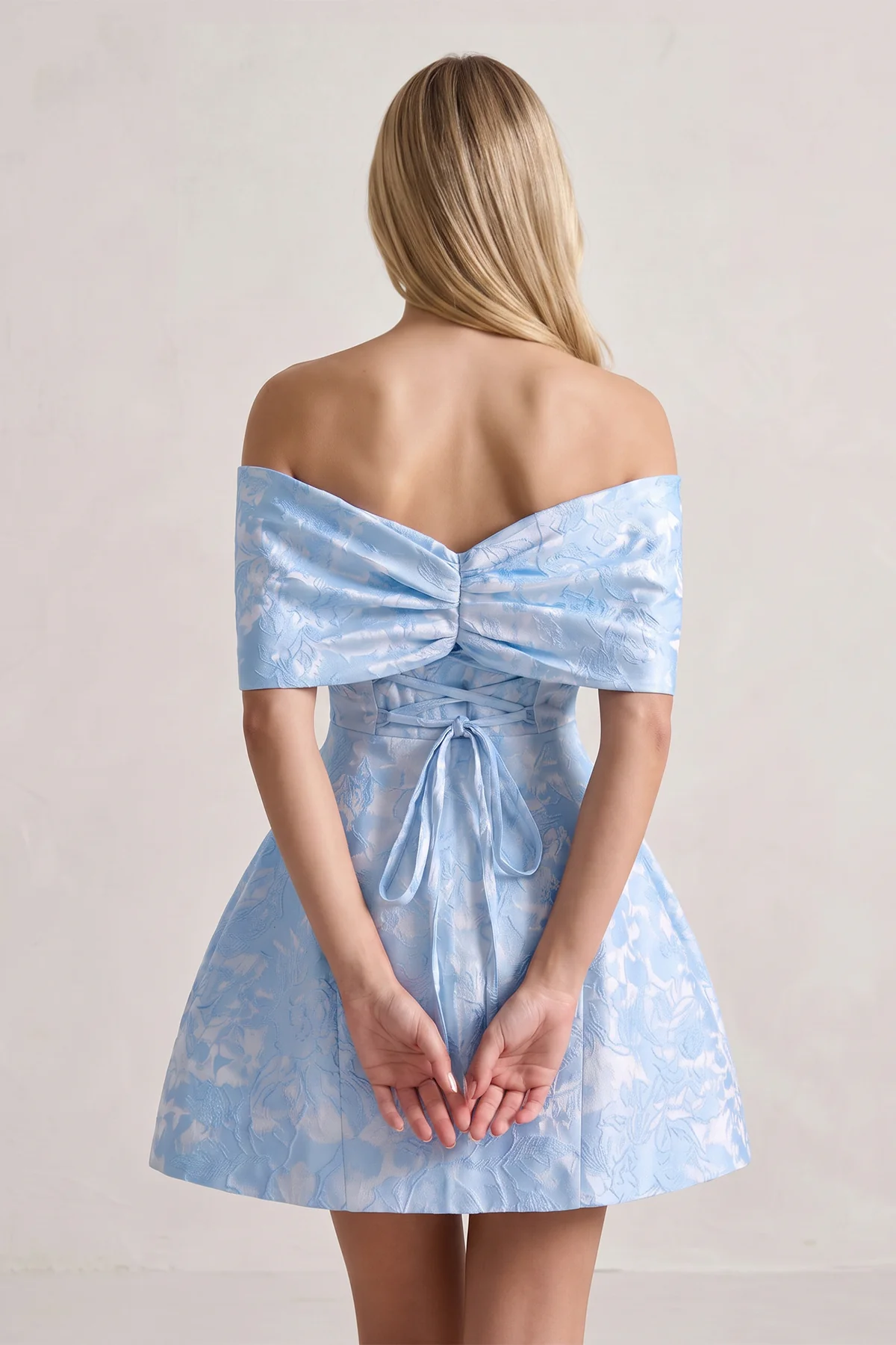 Pink Off The Shoulder Jacquard A Line Homecoming Dress With Appliques
