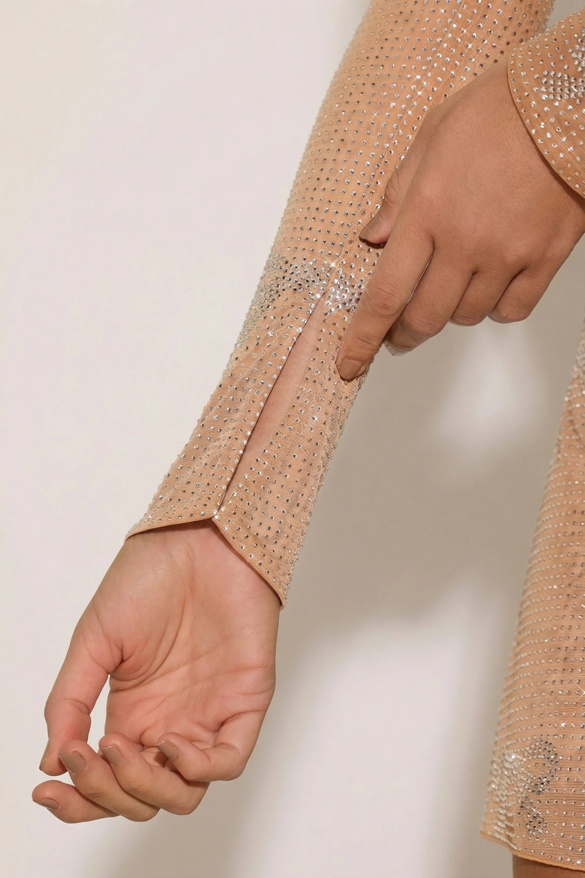 Embellished Bow-Detail Top in Almond
