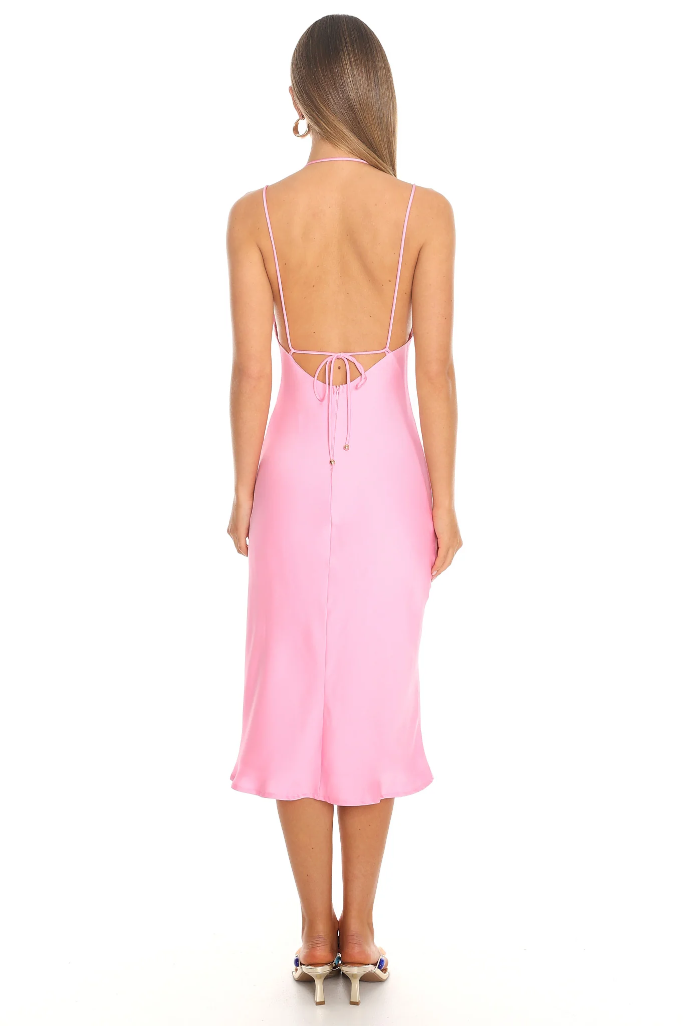 Sakura Blossom Backless Slip Dress Pink - FASHION NOB