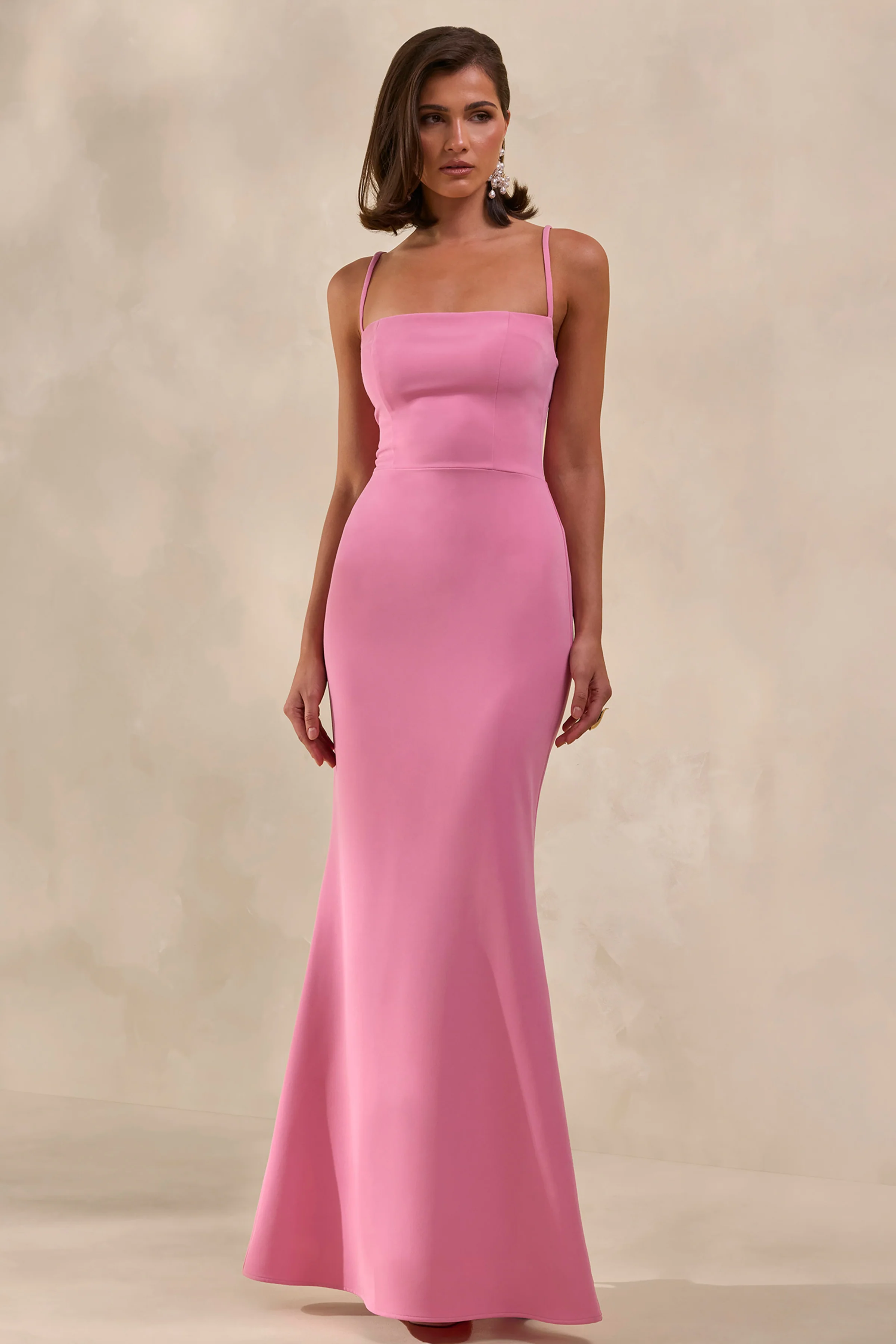 Zavira | Pink Square-Neck Maxi Dress