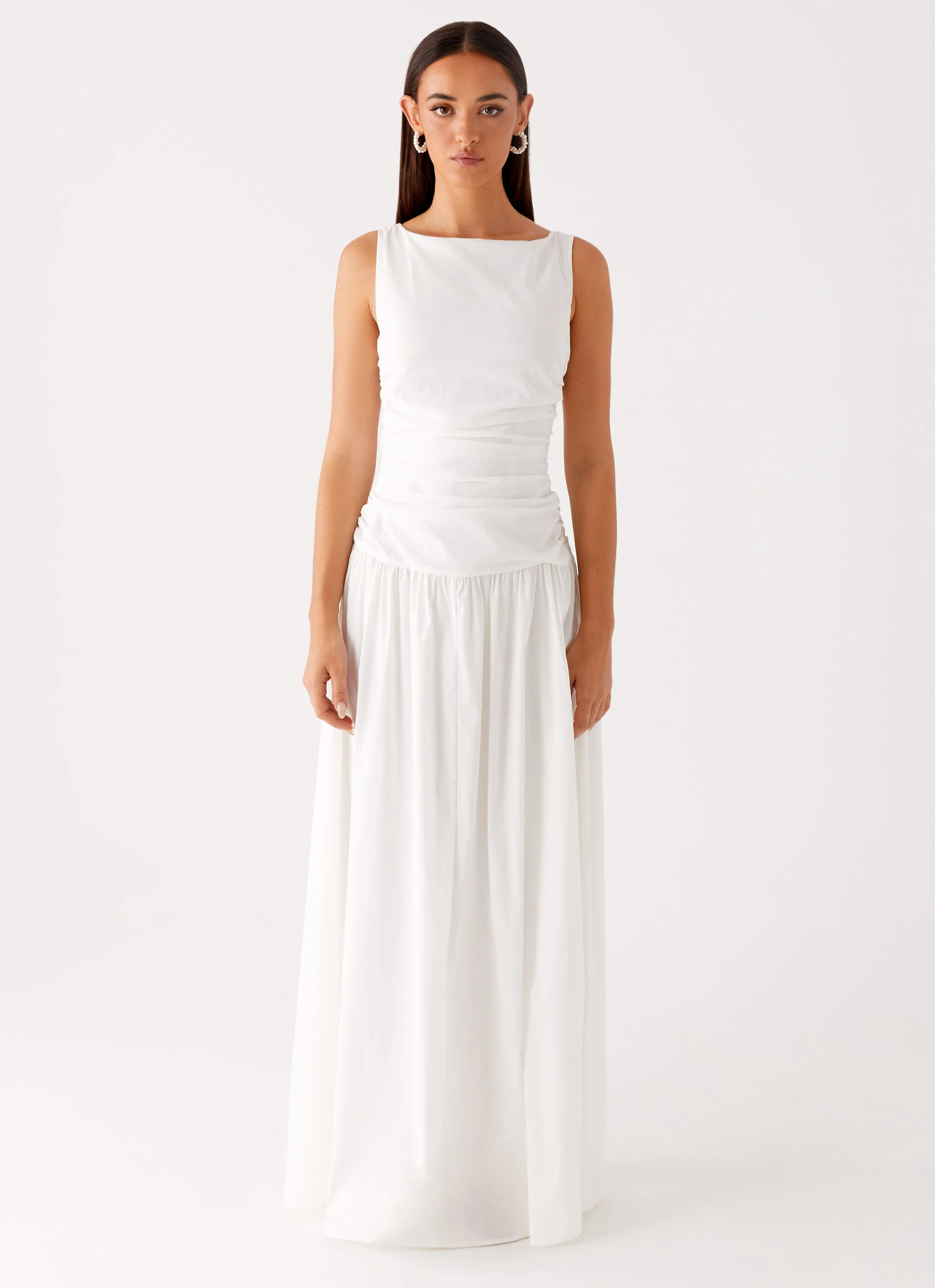 Carmel High Neck Maxi Dress - White - luluinthesky