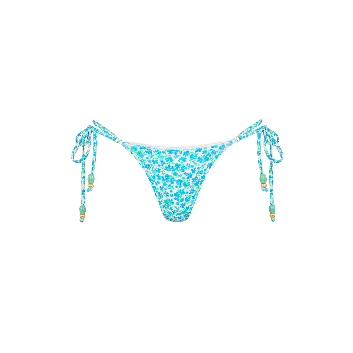 Decorative Thong Tie Side Bikini Bottom - Ocean Aura