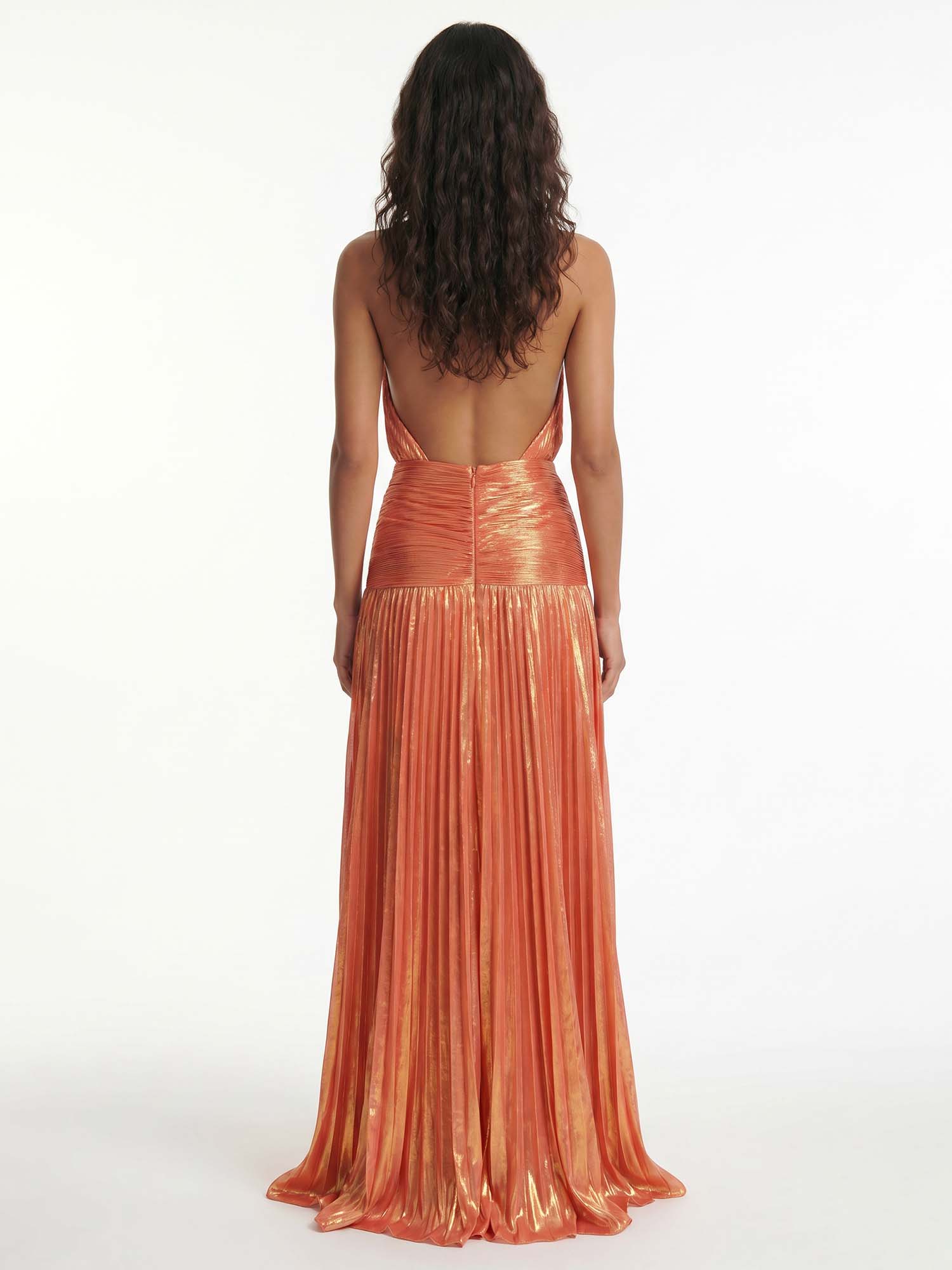 Halter Pleated Flow Maxi Dress
