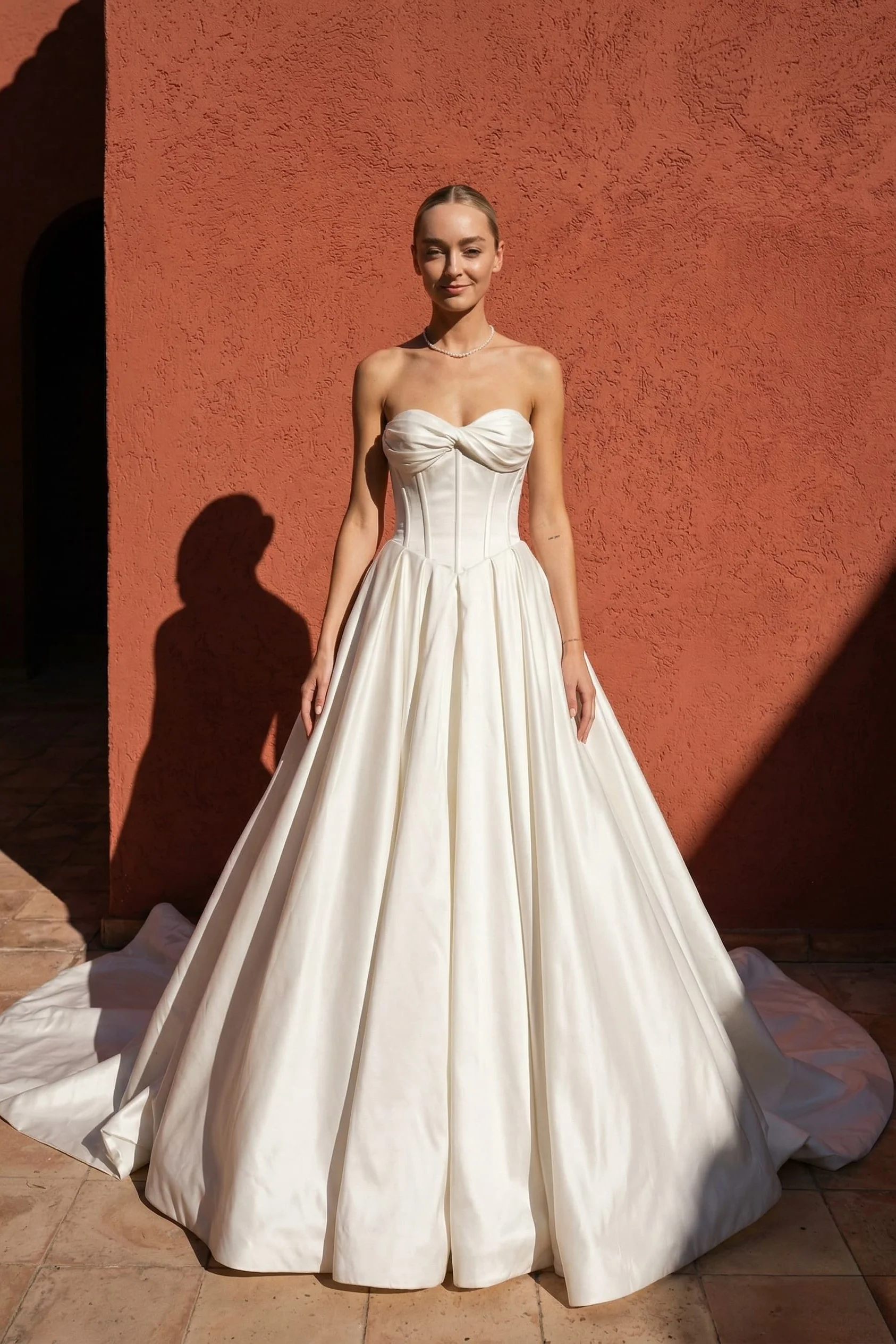 A-Line Court Train Satin Wedding Dress CW3502