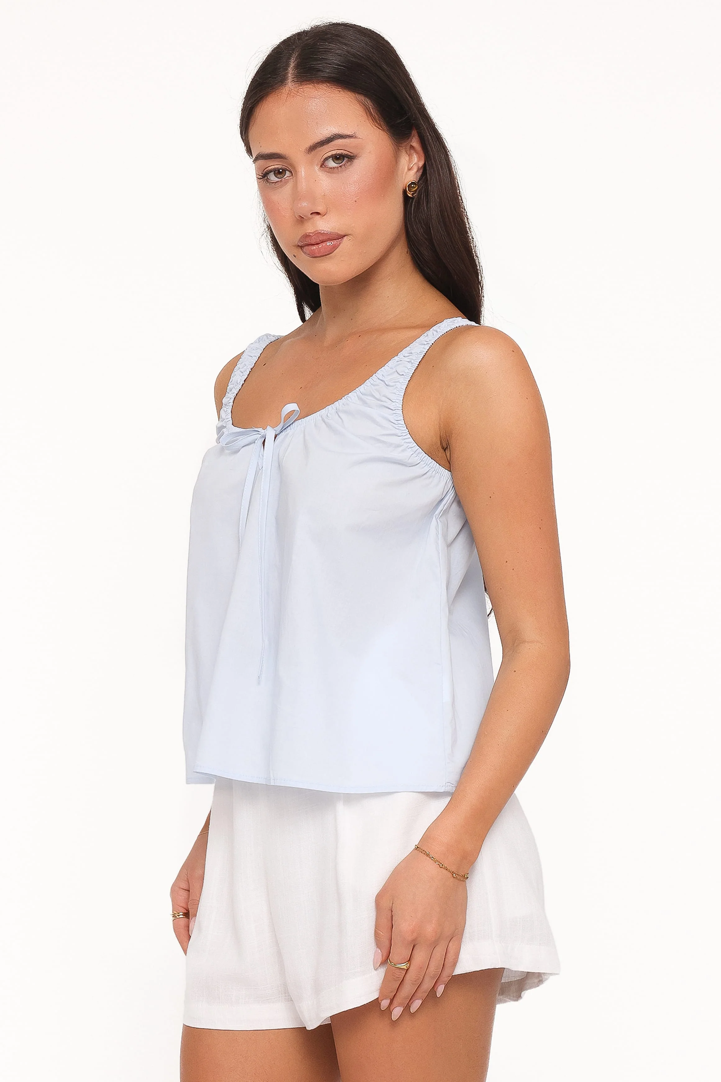 Lawrence Tie Scoop Top - Light Blue