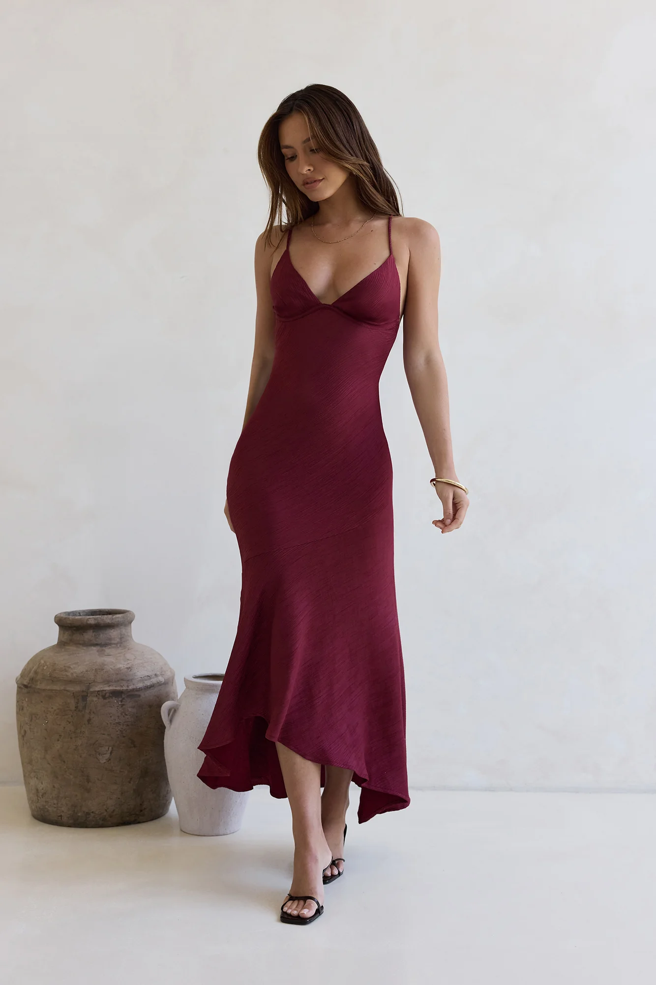 Moving Moments Maxi Dress Burgundy - luluinthesky