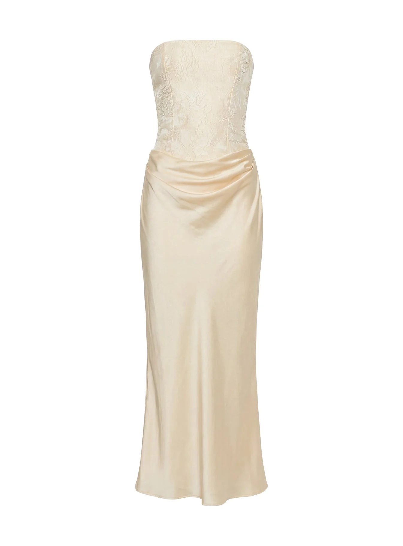 Jenevieve Strapless Drape Maxi Dress Lemon