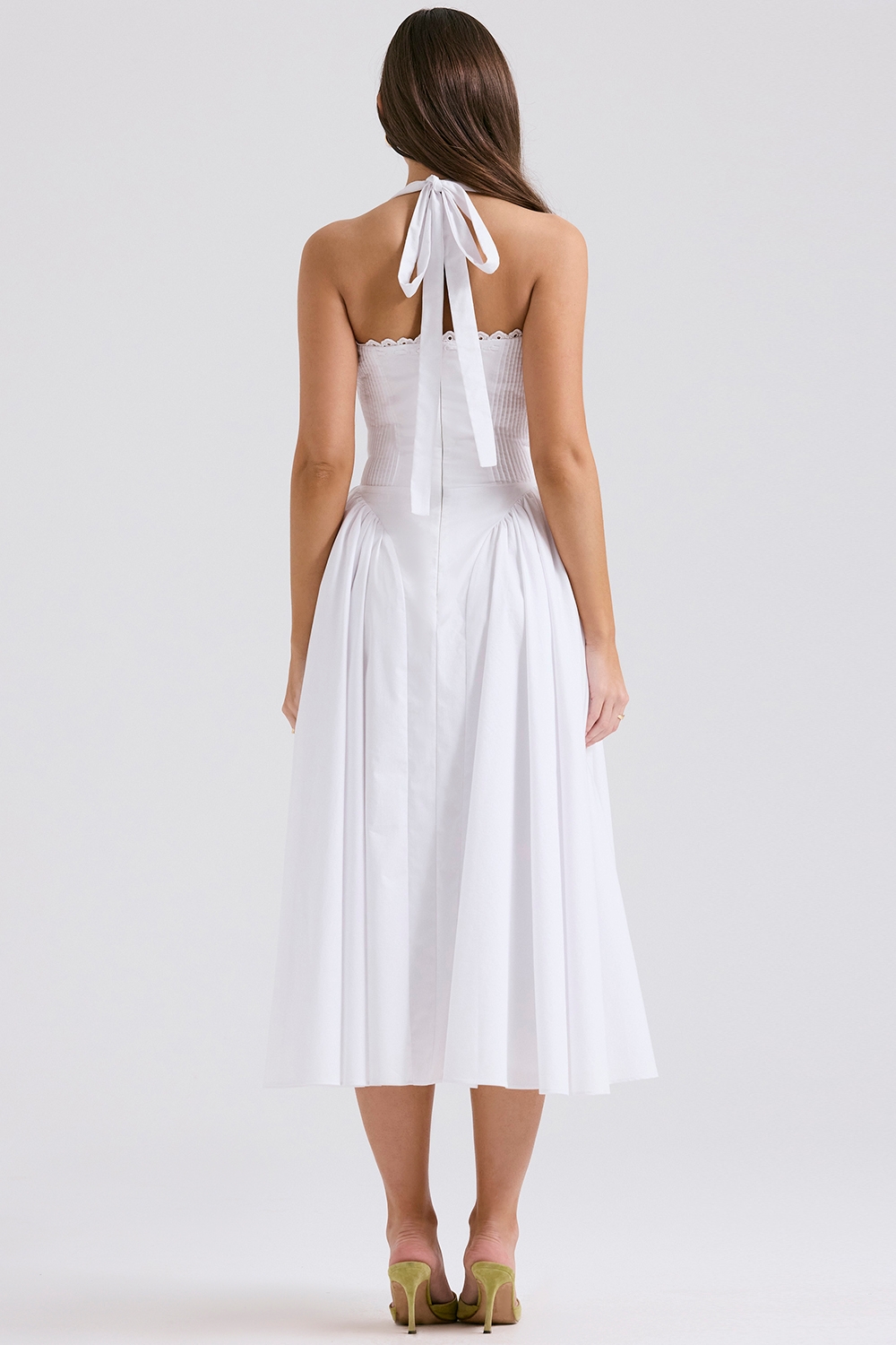White Cotton Halter Sundress