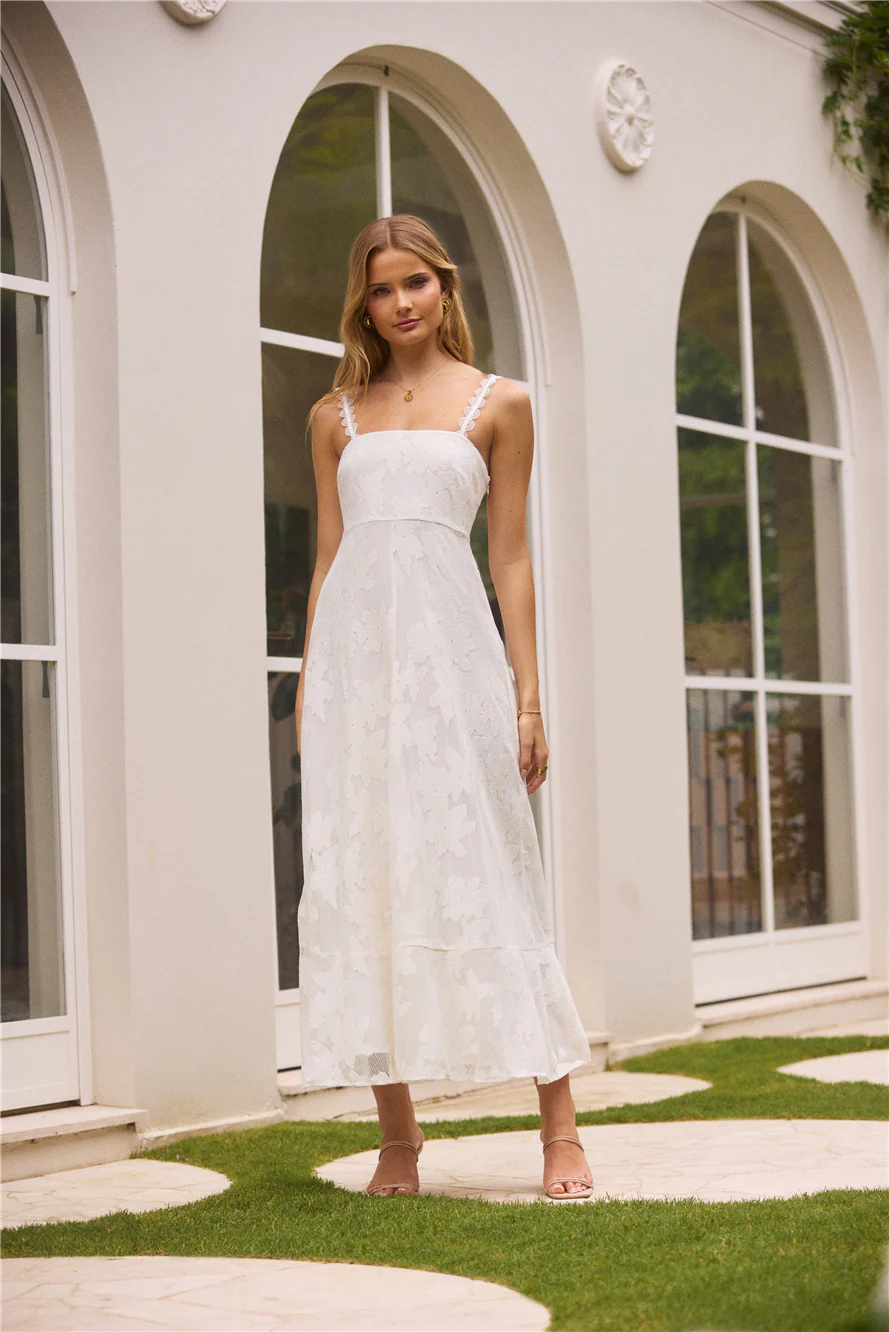 Garden Romance Midi Dress White - luluinthesky