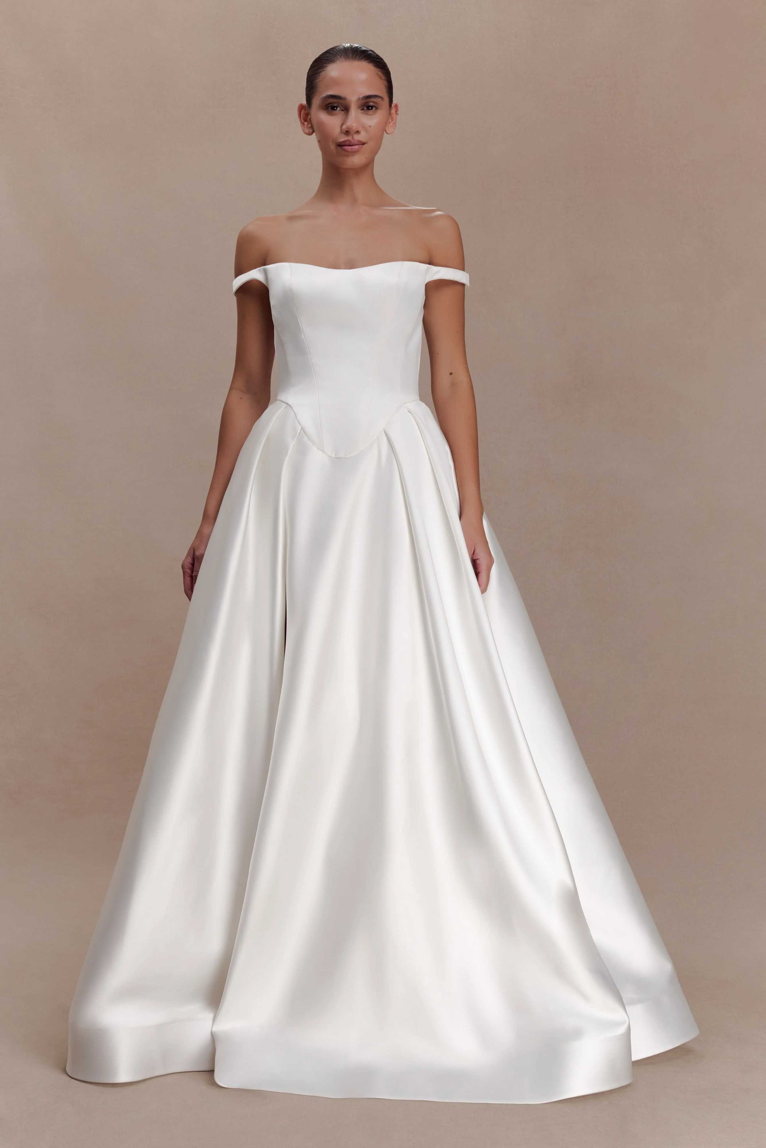 Willow-Off-Shoulder-Satin-Maxi-Gown-White