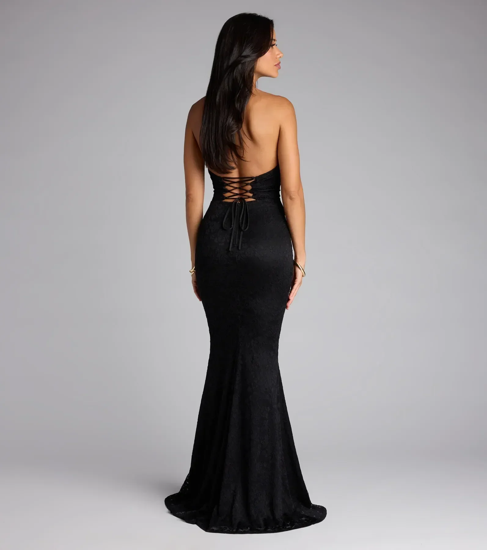 Lane Halter Strappy Lace Mermaid Formal Dress