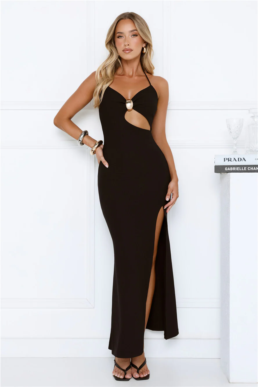No Drama Here Halter Maxi Dress Black